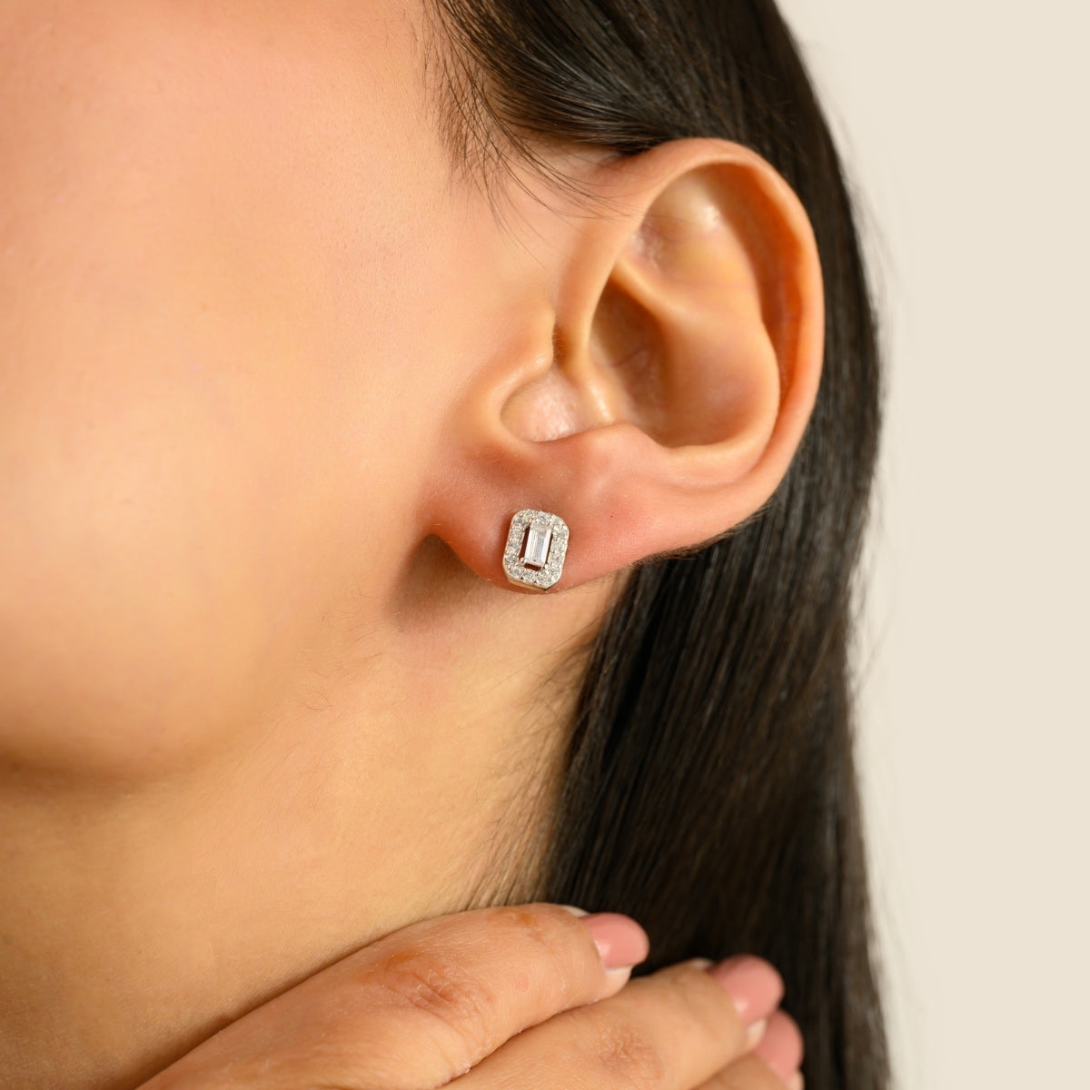 925 Silver White CZ Tiny Stud Earrings