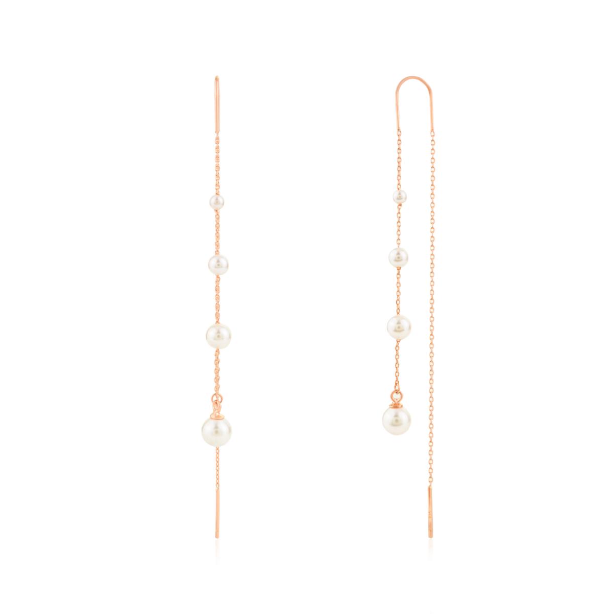925 Silver Pearl Long Threader Earrings