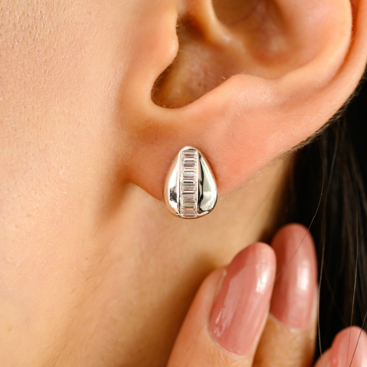 925 Silver White CZ Tiny Stud Earrings