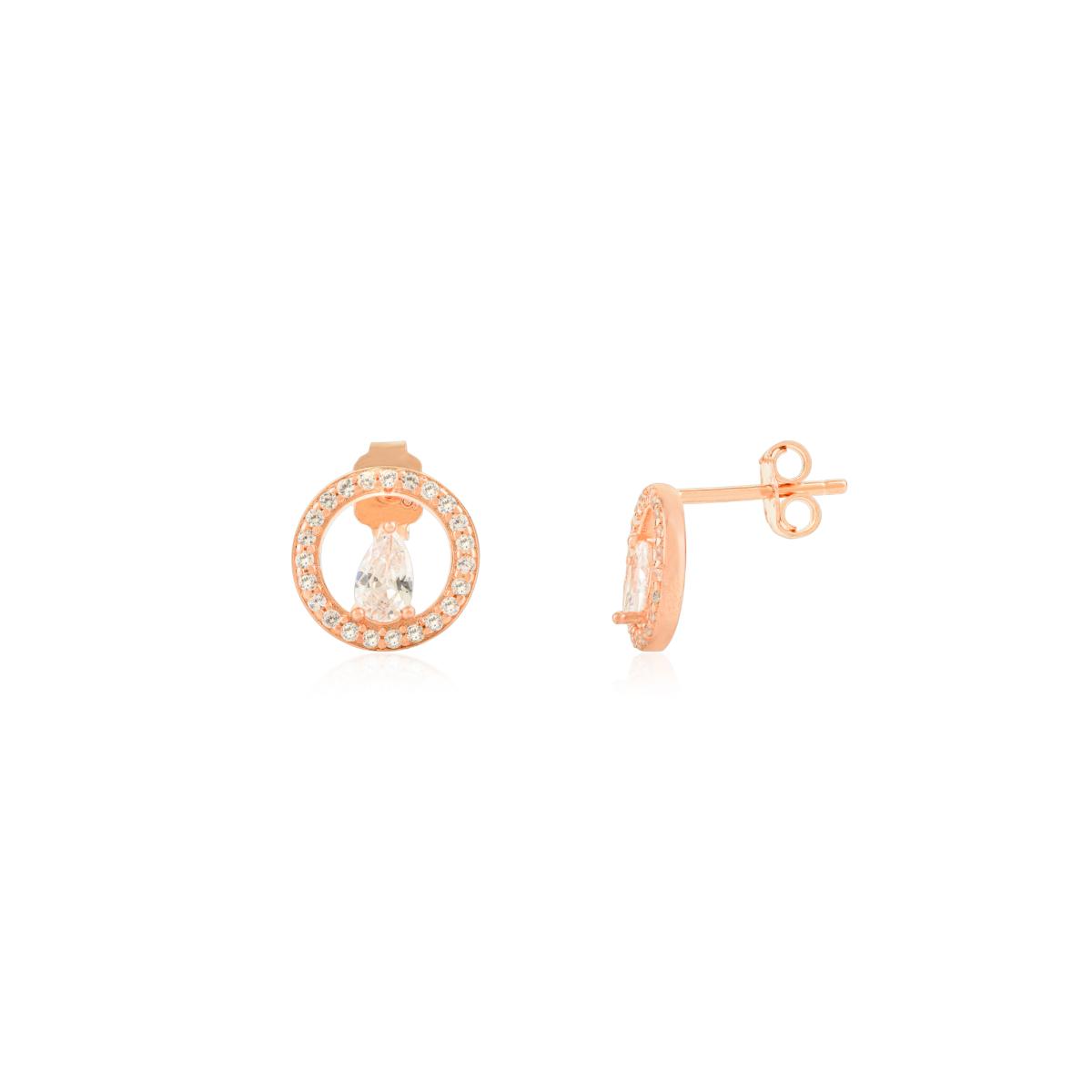 925 Silver White CZ Rose Gold Tiny Stud Earrings