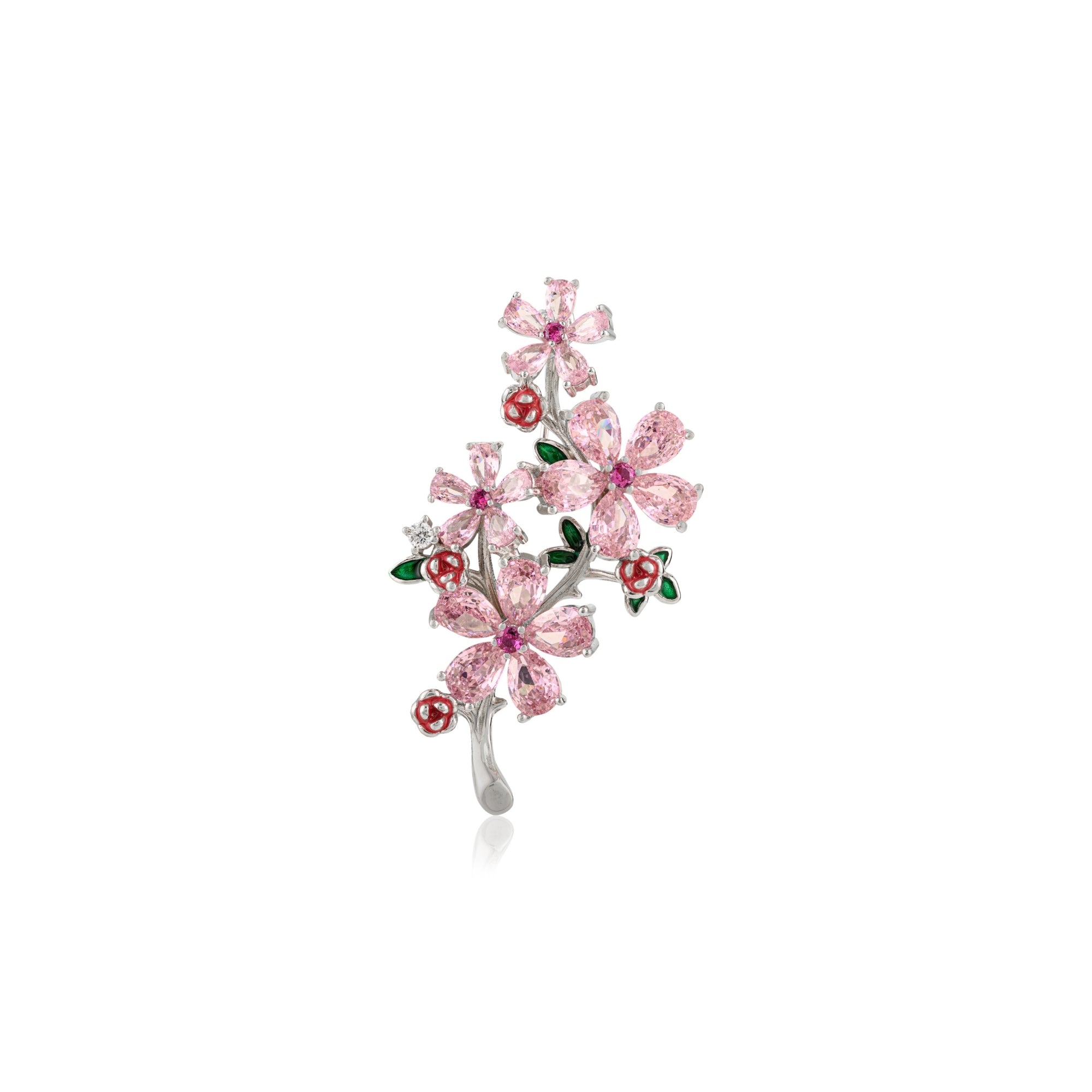 Stylish Cherry Blossom Flower Brooch in 925 silver