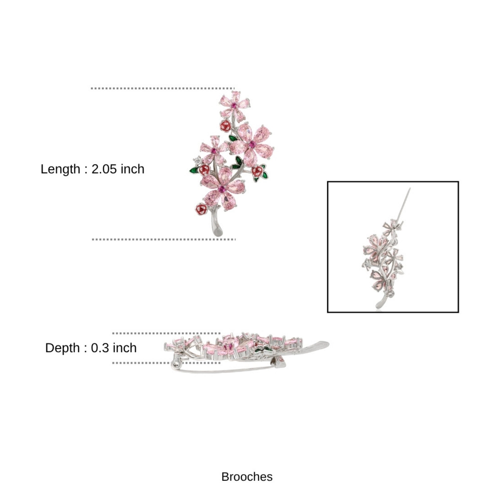 Stylish Cherry Blossom Flower Brooch in 925 silver