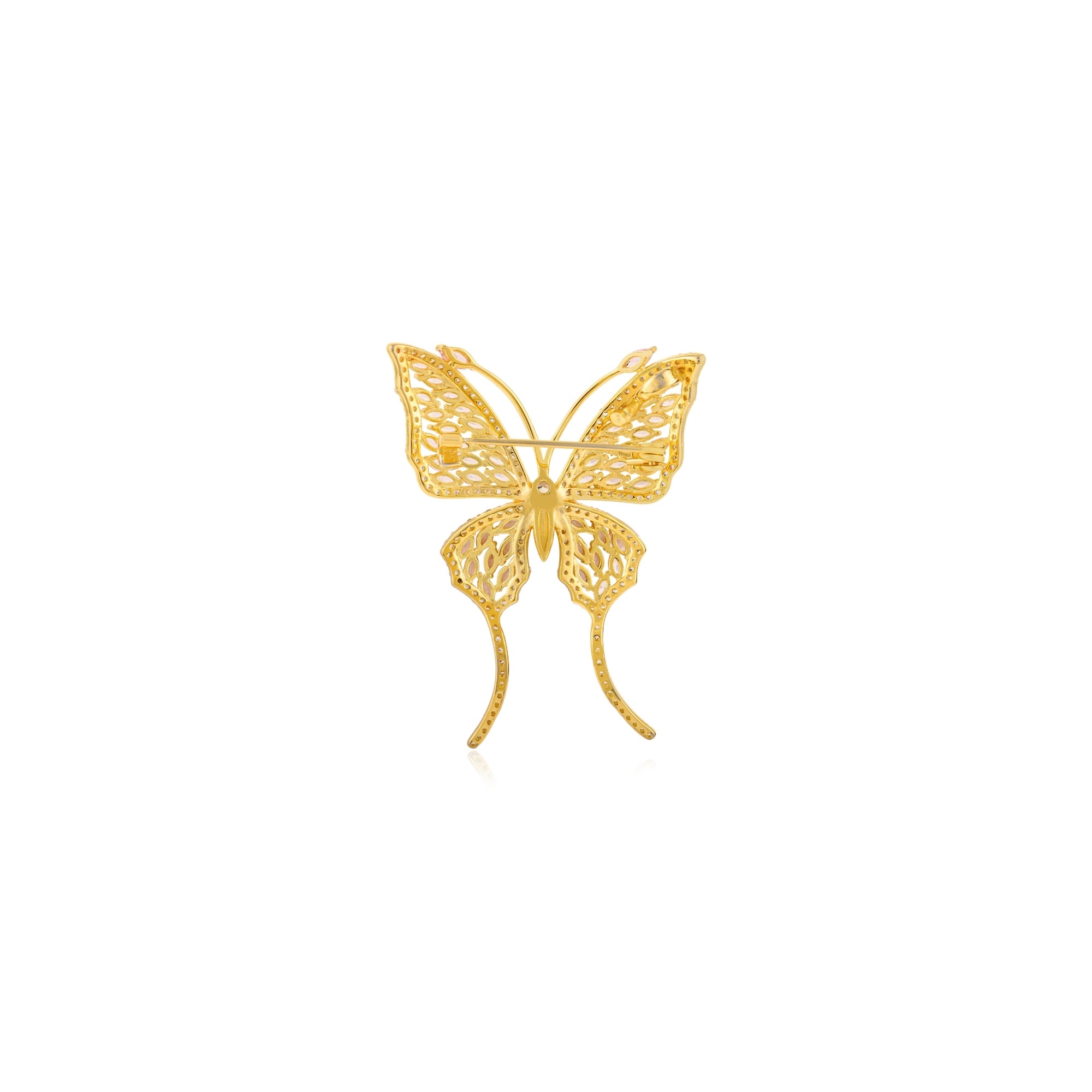 Yellow Gold Butterfly Brooch in 925 Silver