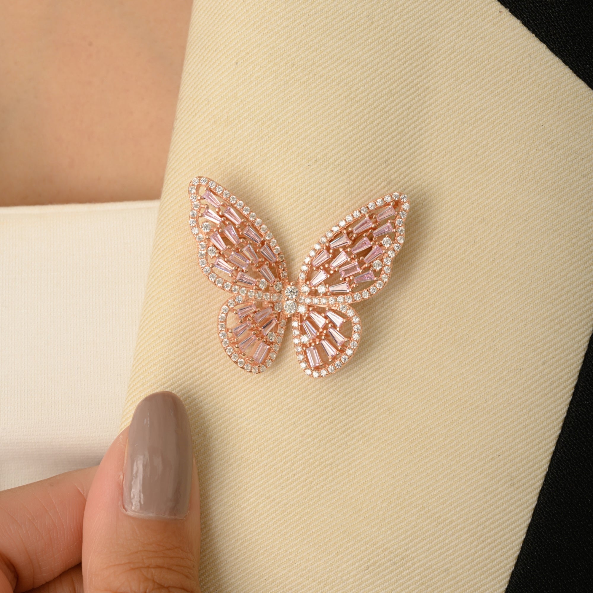 Rose Gold Butterfly Brooch in 925 Silver