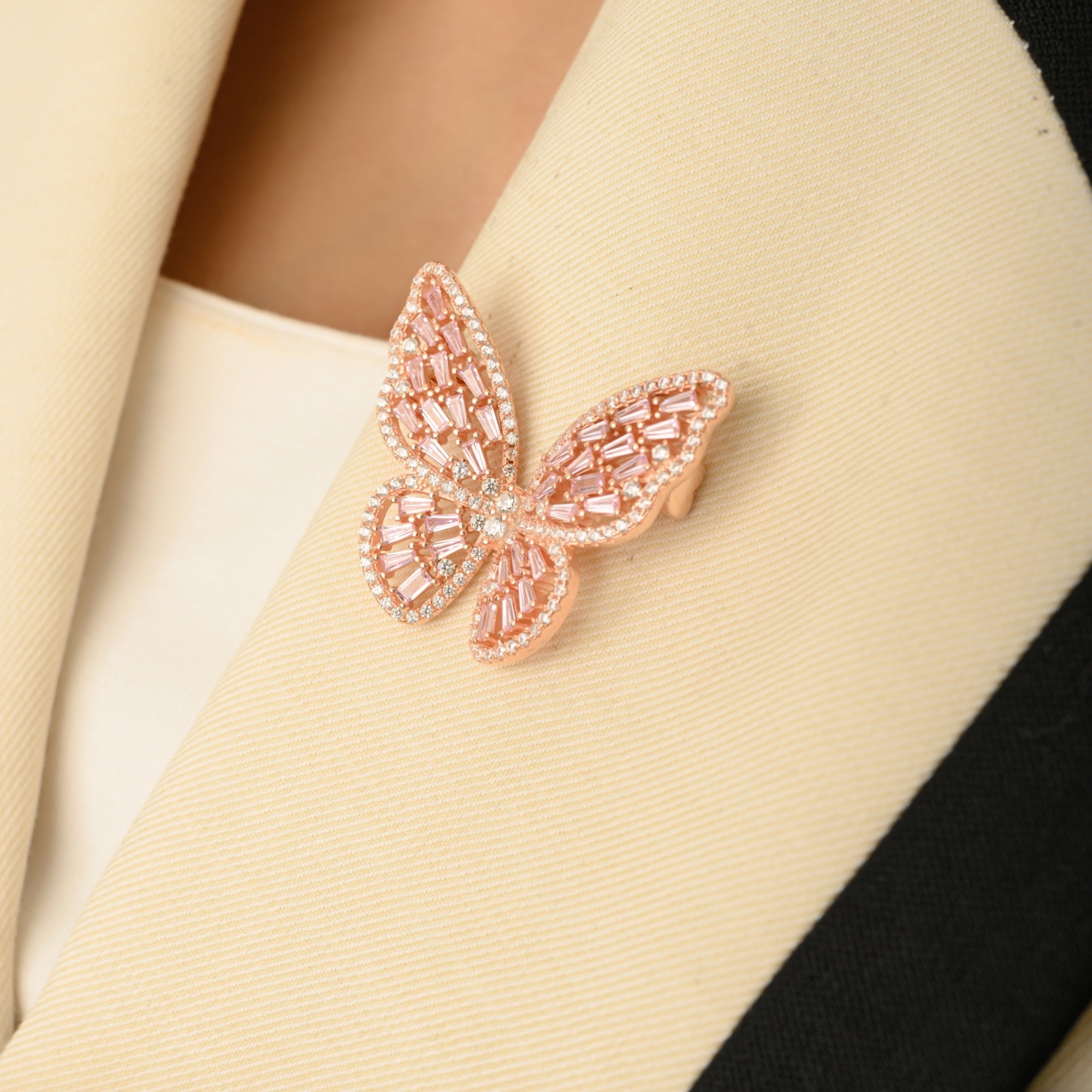 Rose Gold Butterfly Brooch in 925 Silver
