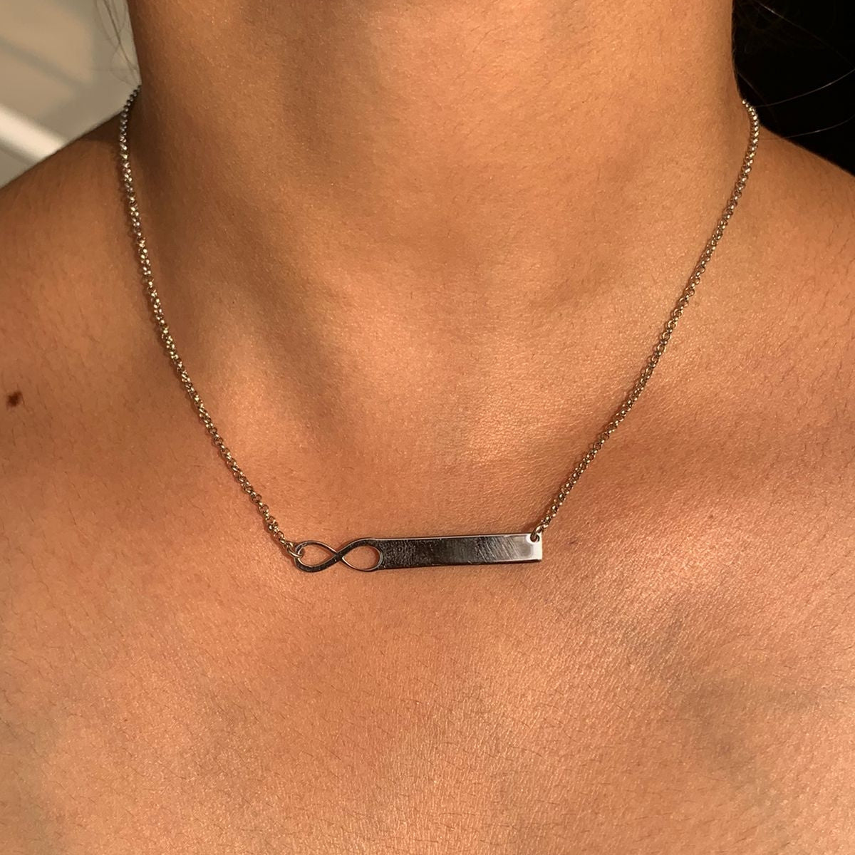925 Silver Infinity Bar Pendant Necklace