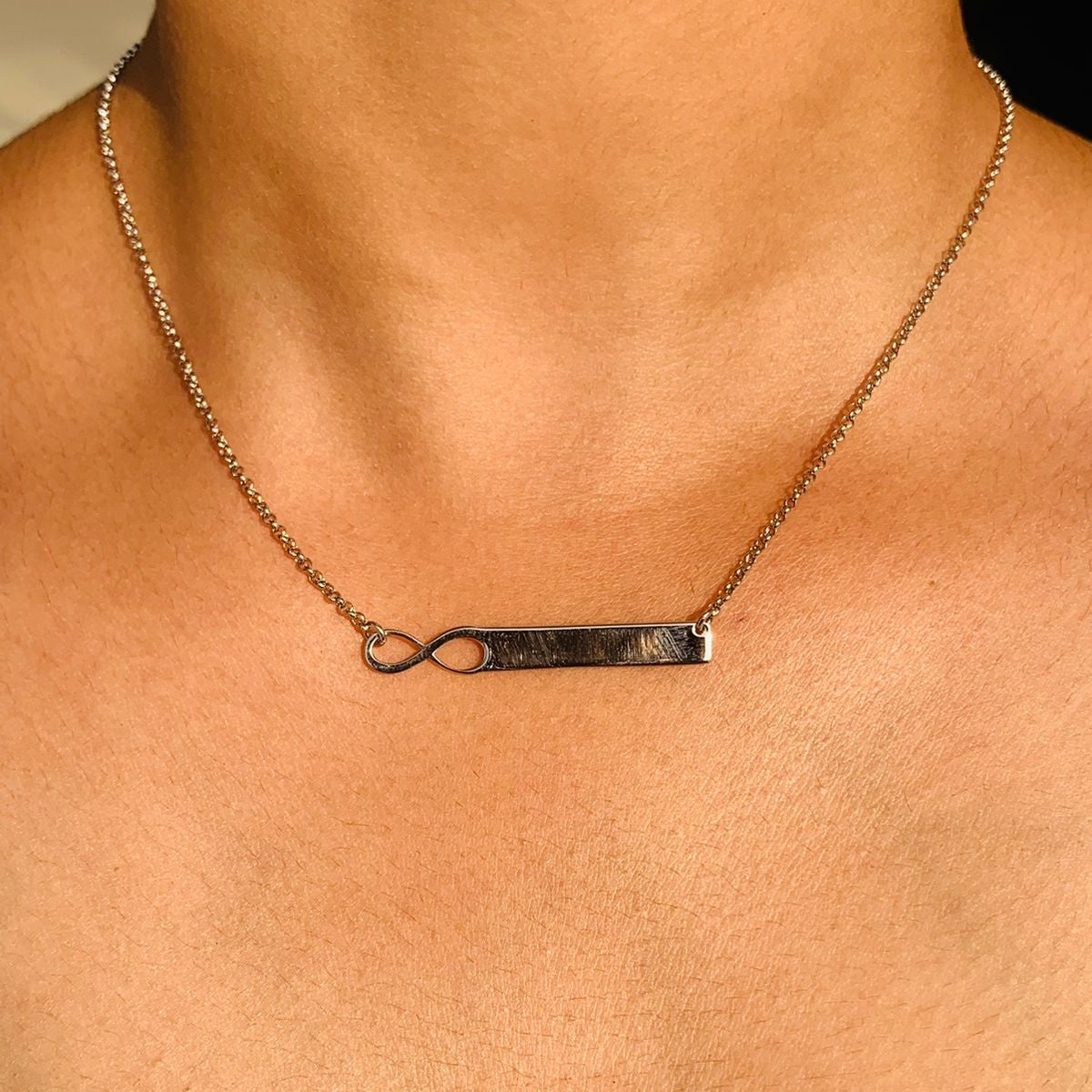 925 Silver Infinity Bar Pendant Necklace