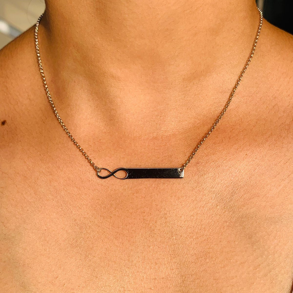 925 Silver Infinity Bar Pendant Necklace