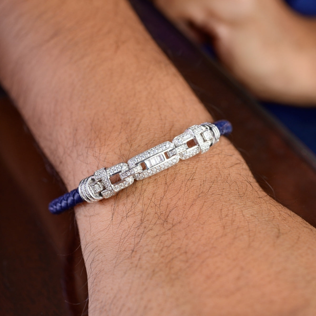 925 Silver Leather Braided Bracelet for Men