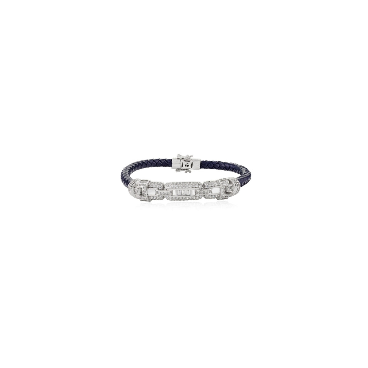 925 Silver Leather Braided Bracelet for Men