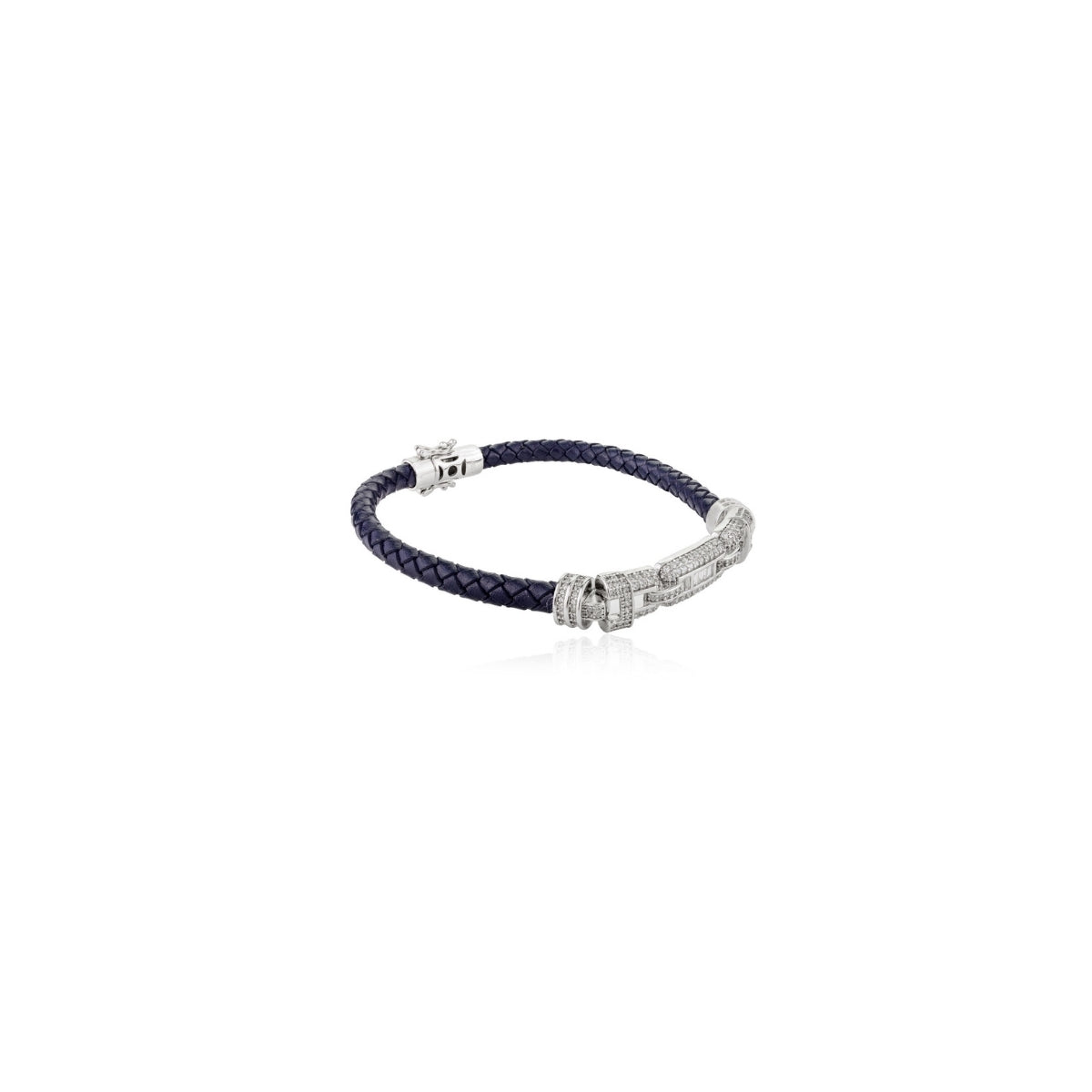 925 Silver Leather Braided Bracelet for Men