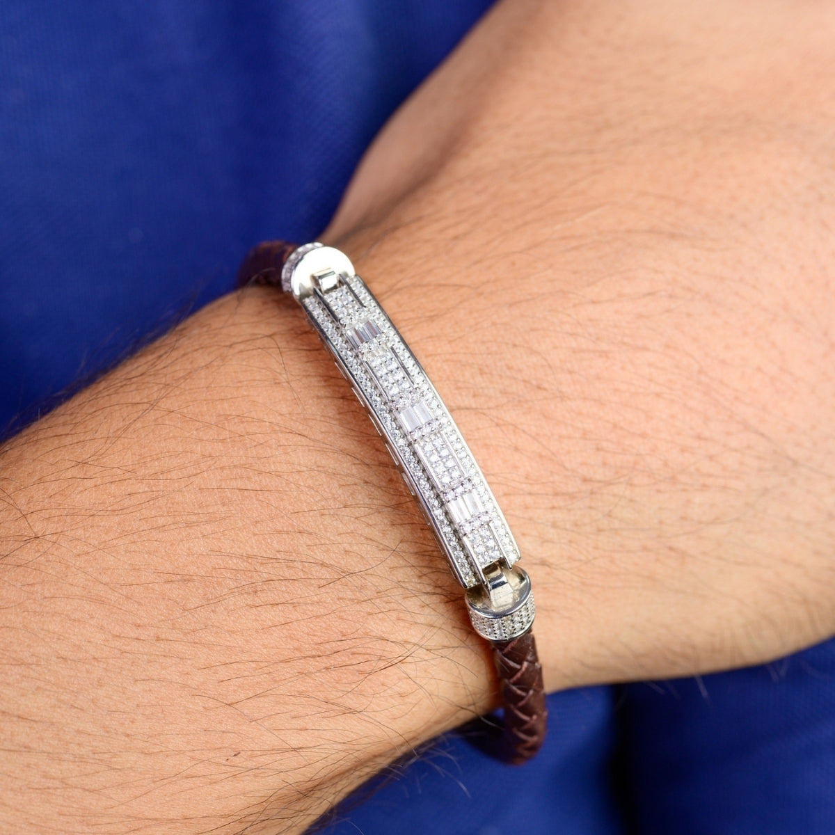 Silver Charm Braided Bracelet for Men