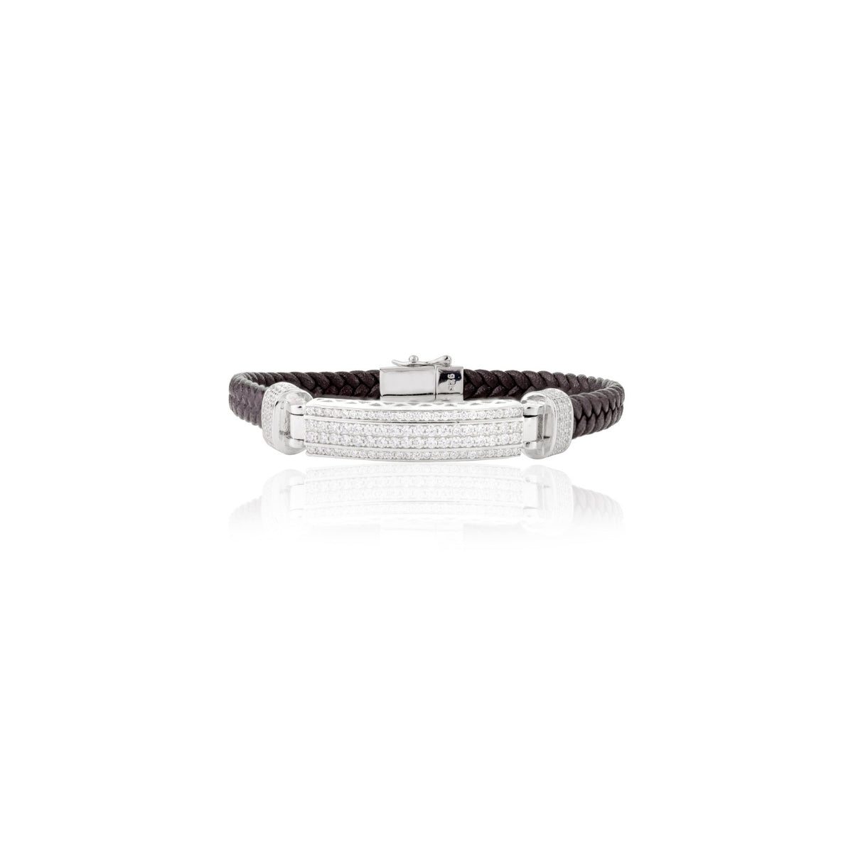 Rope Pattern Silver Charm Braided Bracelet for Men