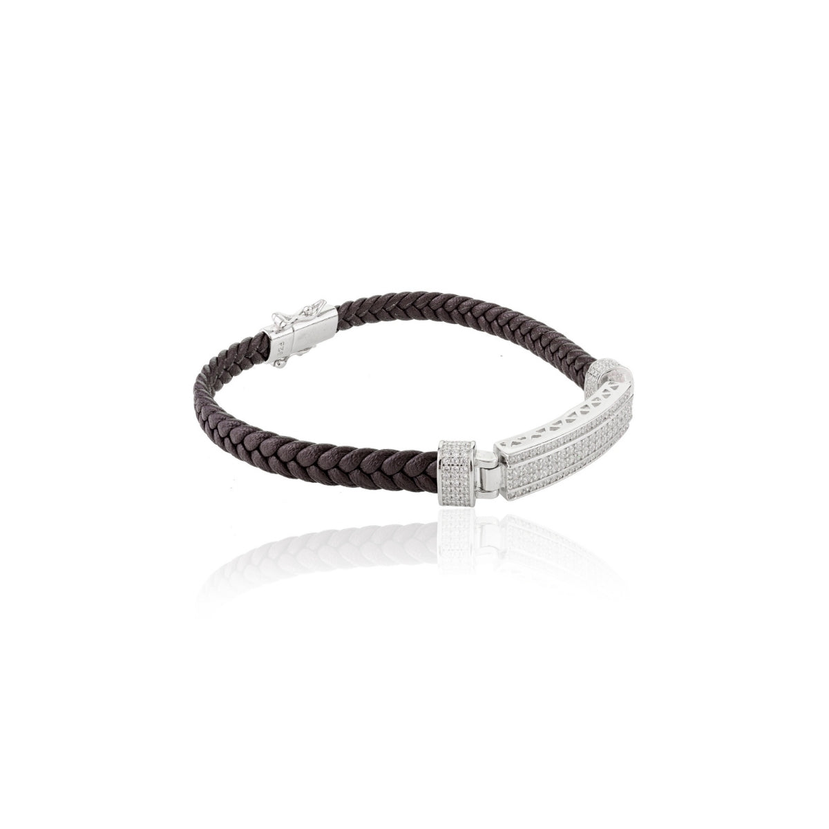 Rope Pattern Silver Charm Braided Bracelet for Men