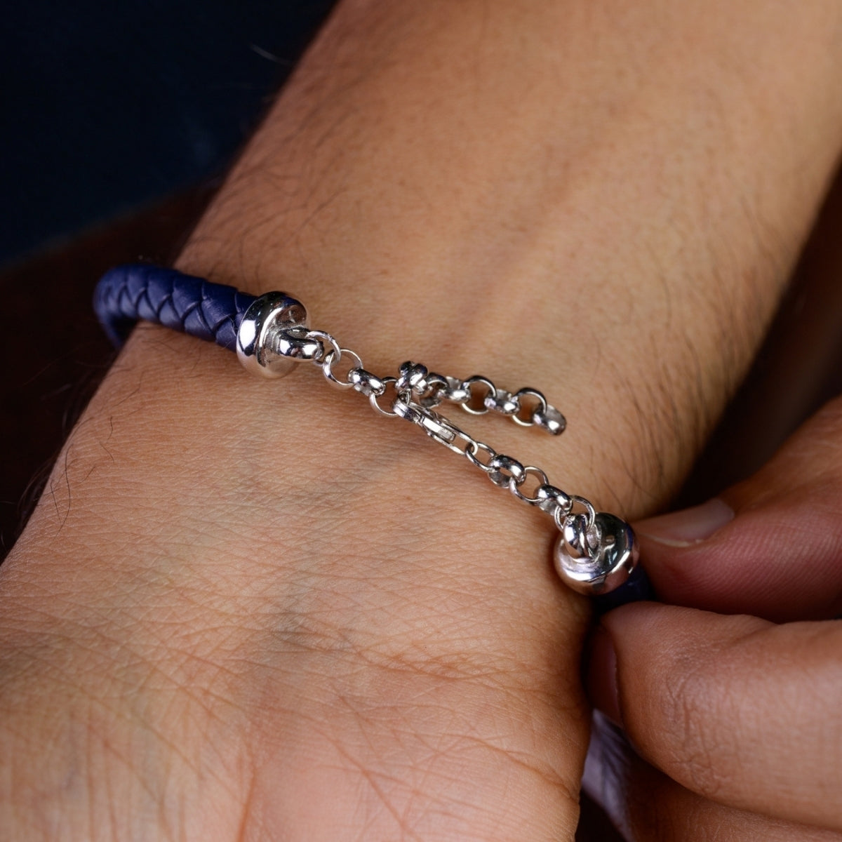 925 Silver Adjustable Braided Bracelet for Men