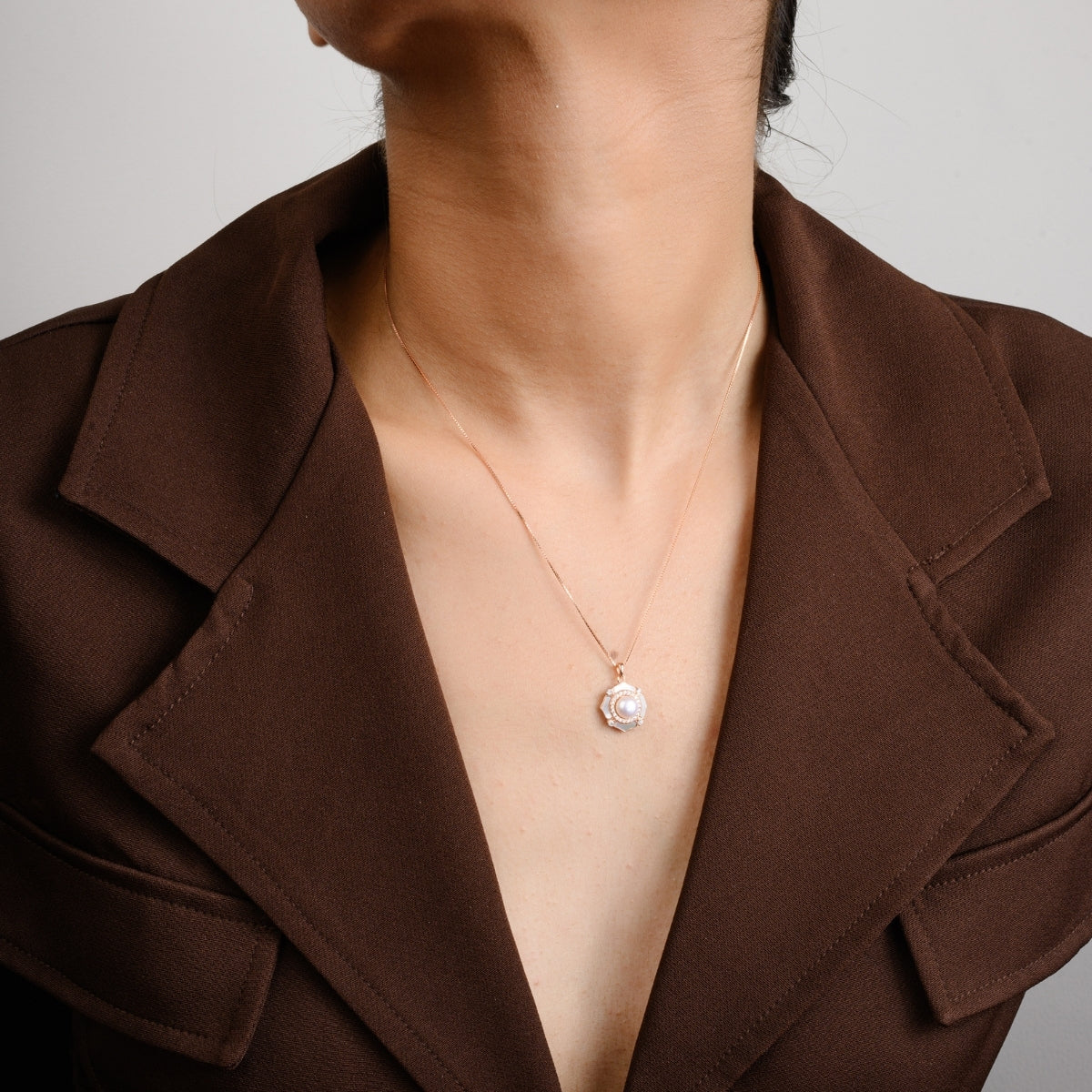 Rose gold Pearl Pendant Necklace