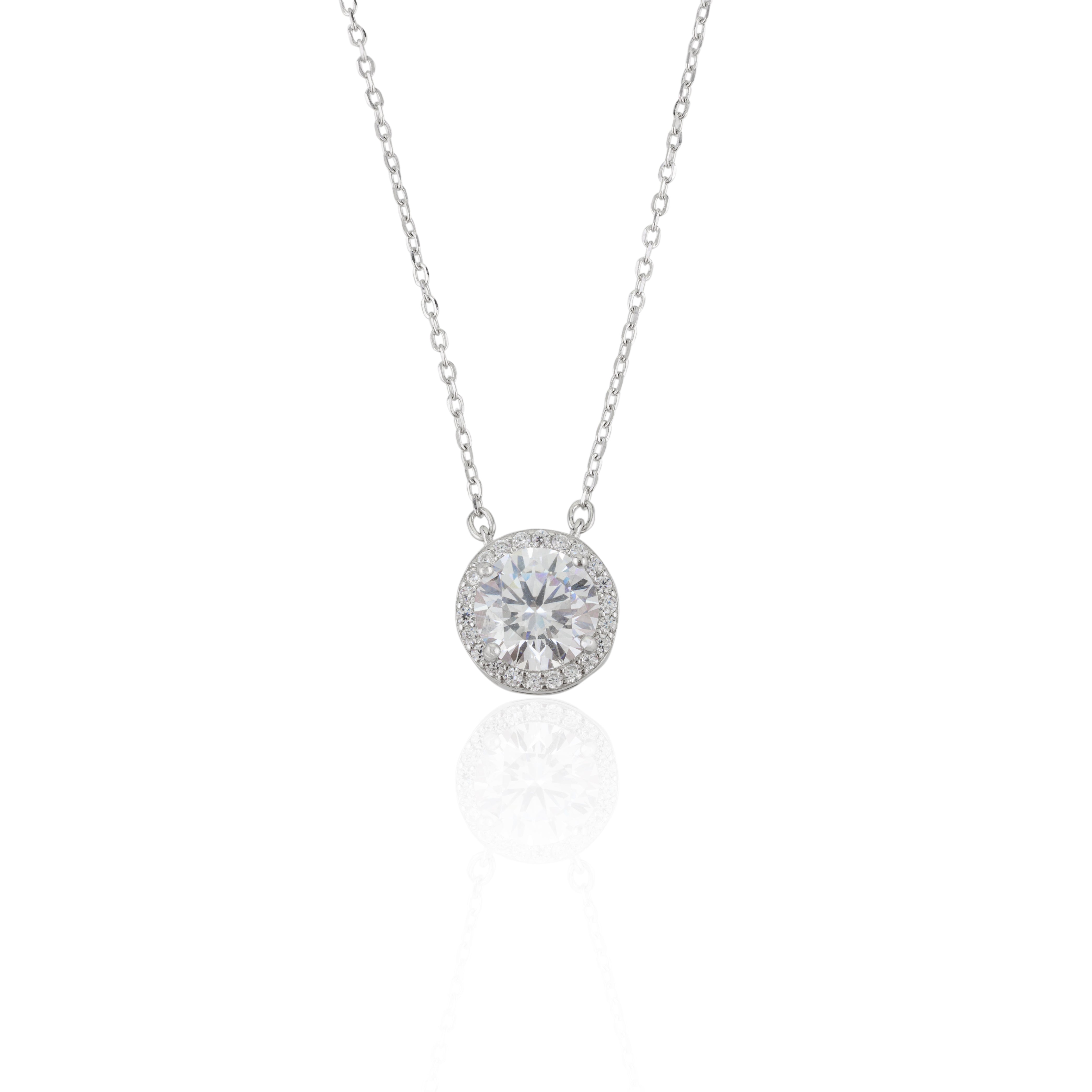 Round Cut Halo Solitaire Necklace