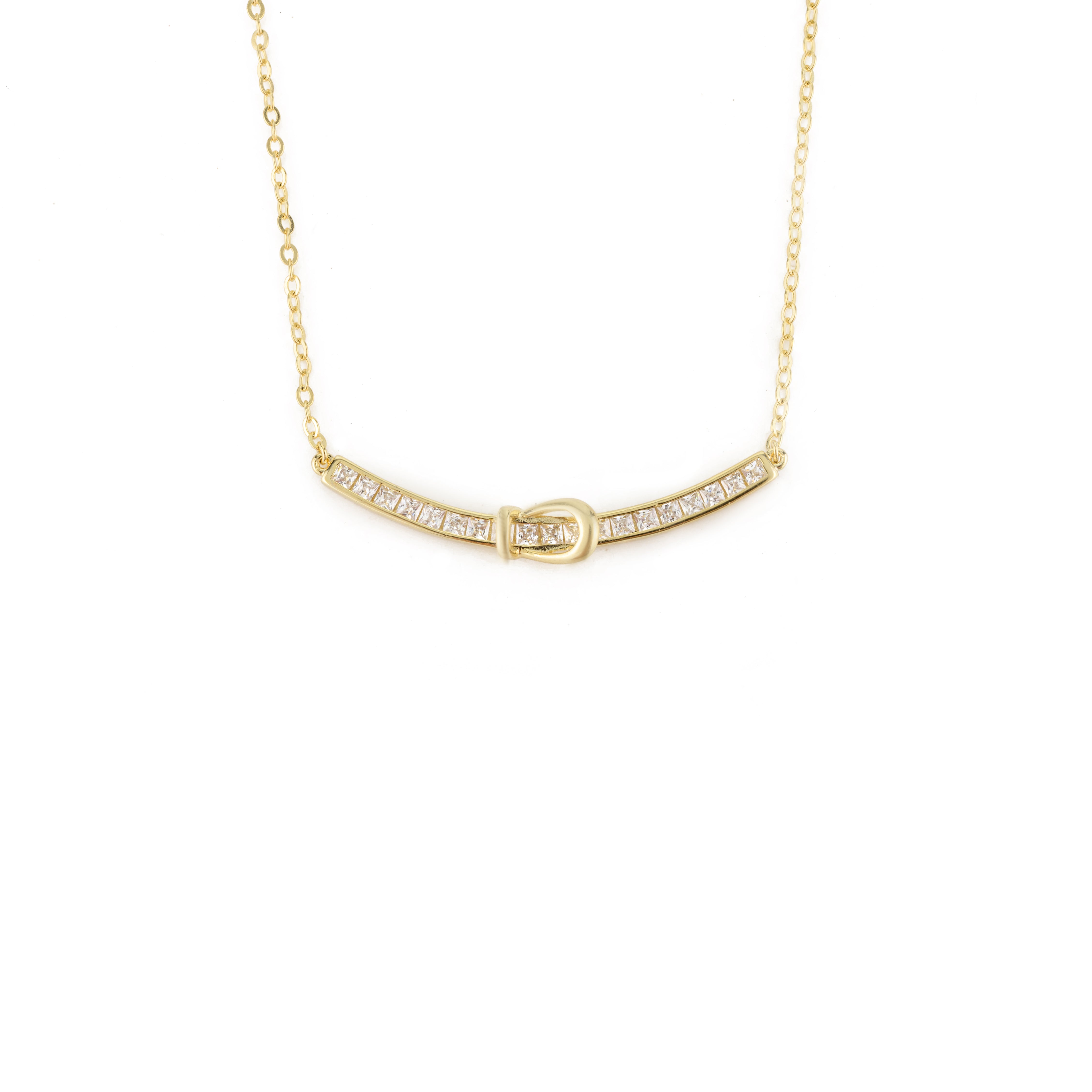 Gold Finish Bar Pendant Necklace