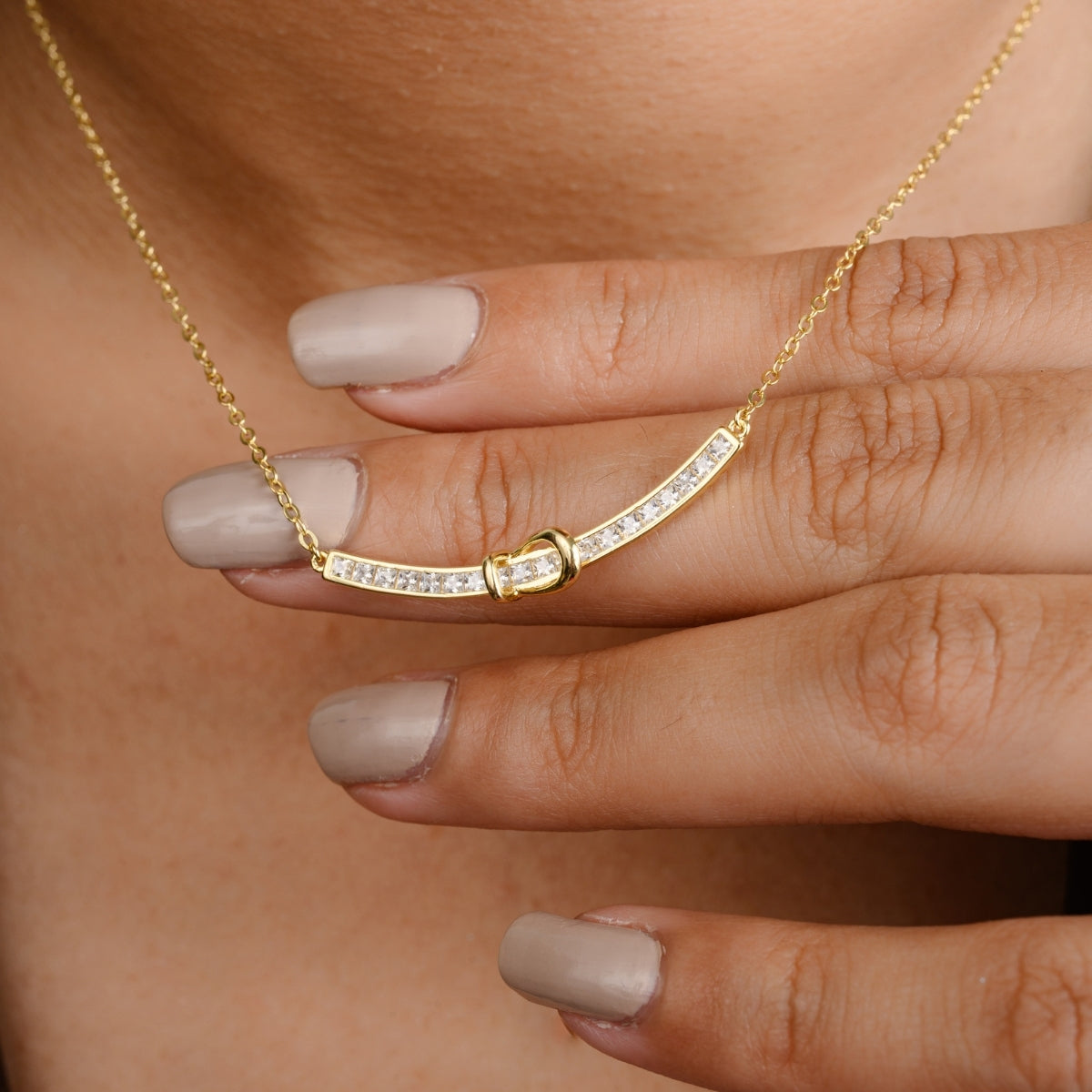 Gold Finish Bar Pendant Necklace