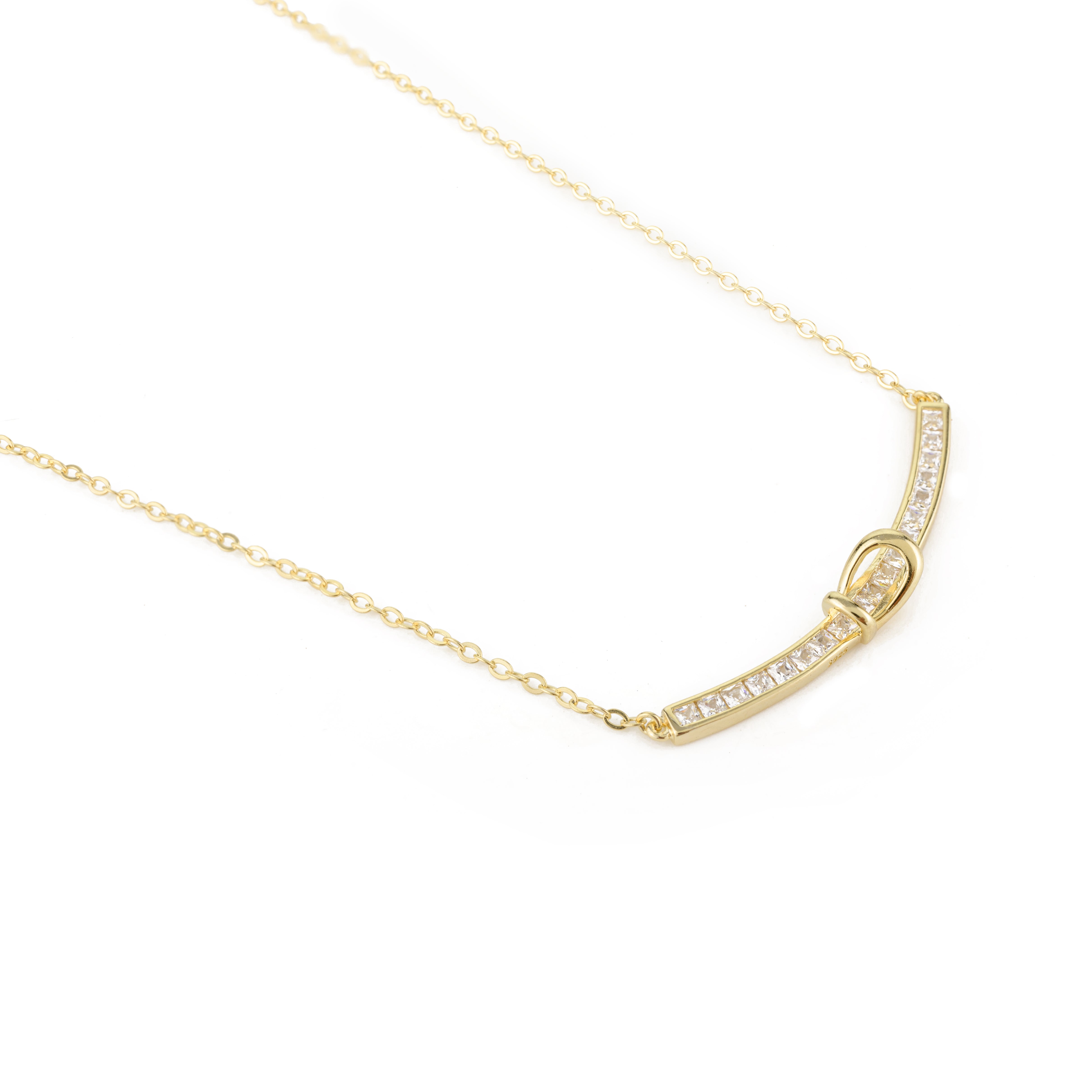 Gold Finish Bar Pendant Necklace