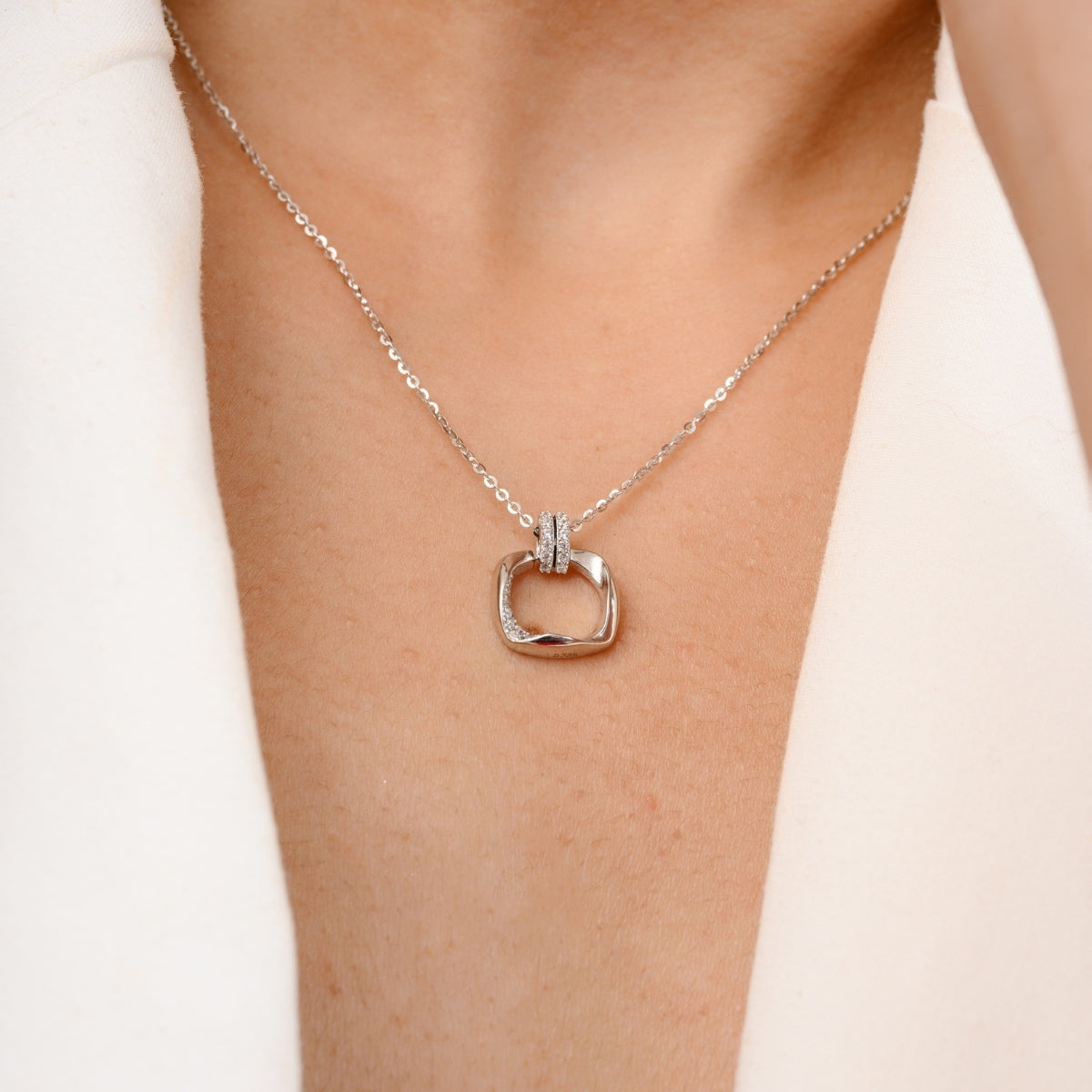 Open Square Pendant Necklace