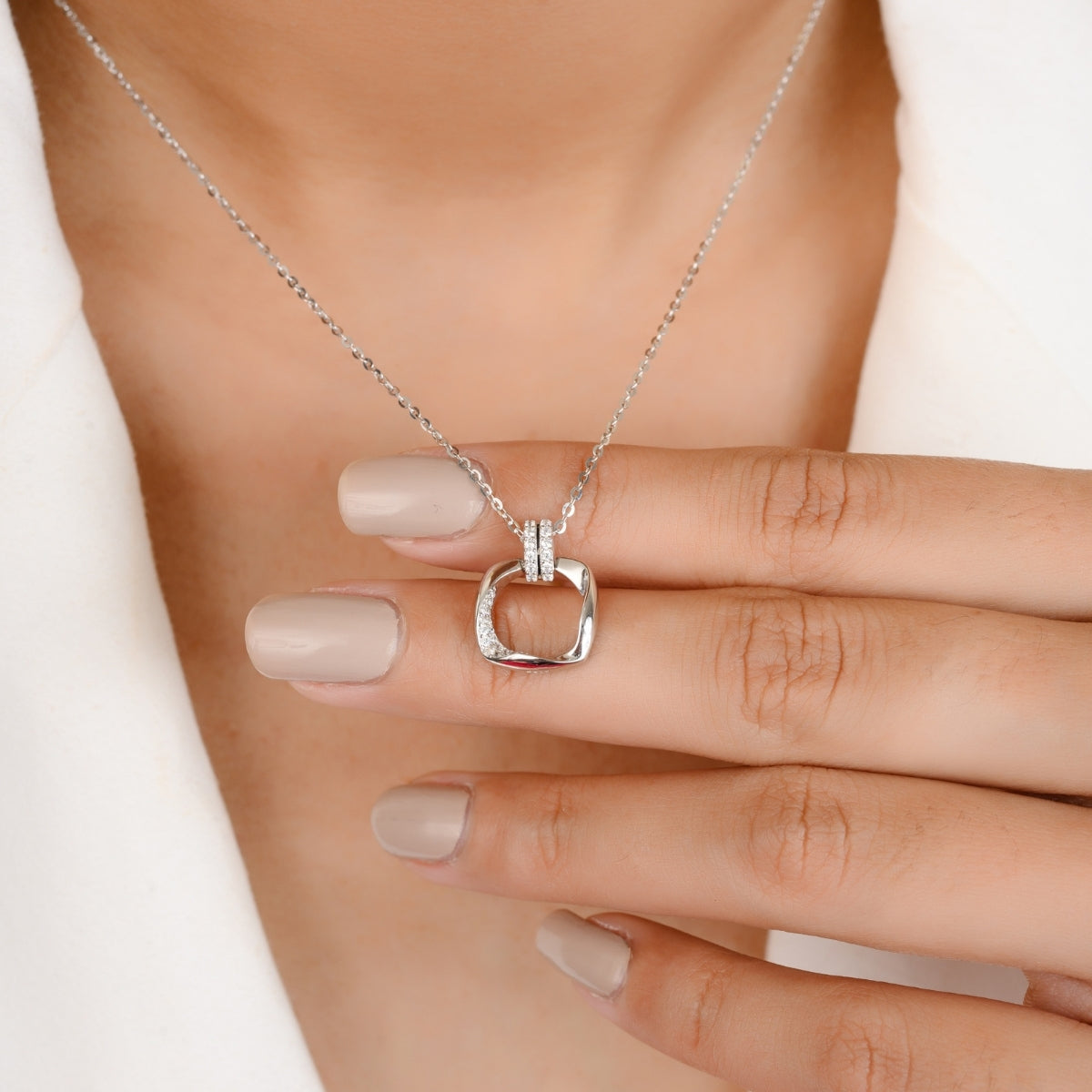 Open Square Pendant Necklace