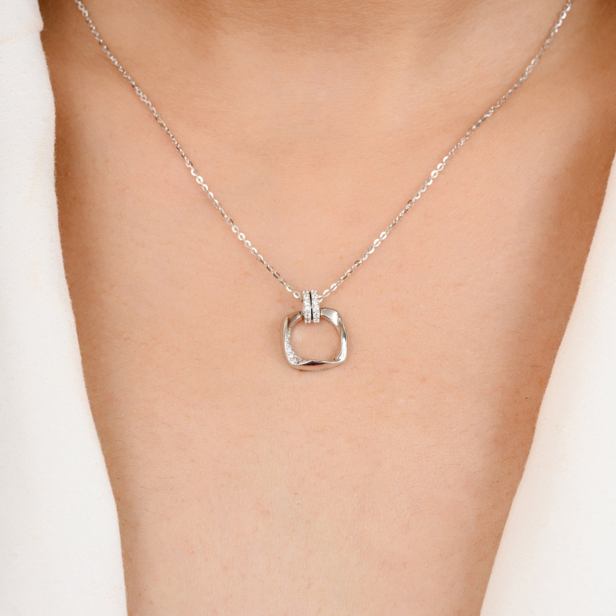 Open Square Pendant Necklace