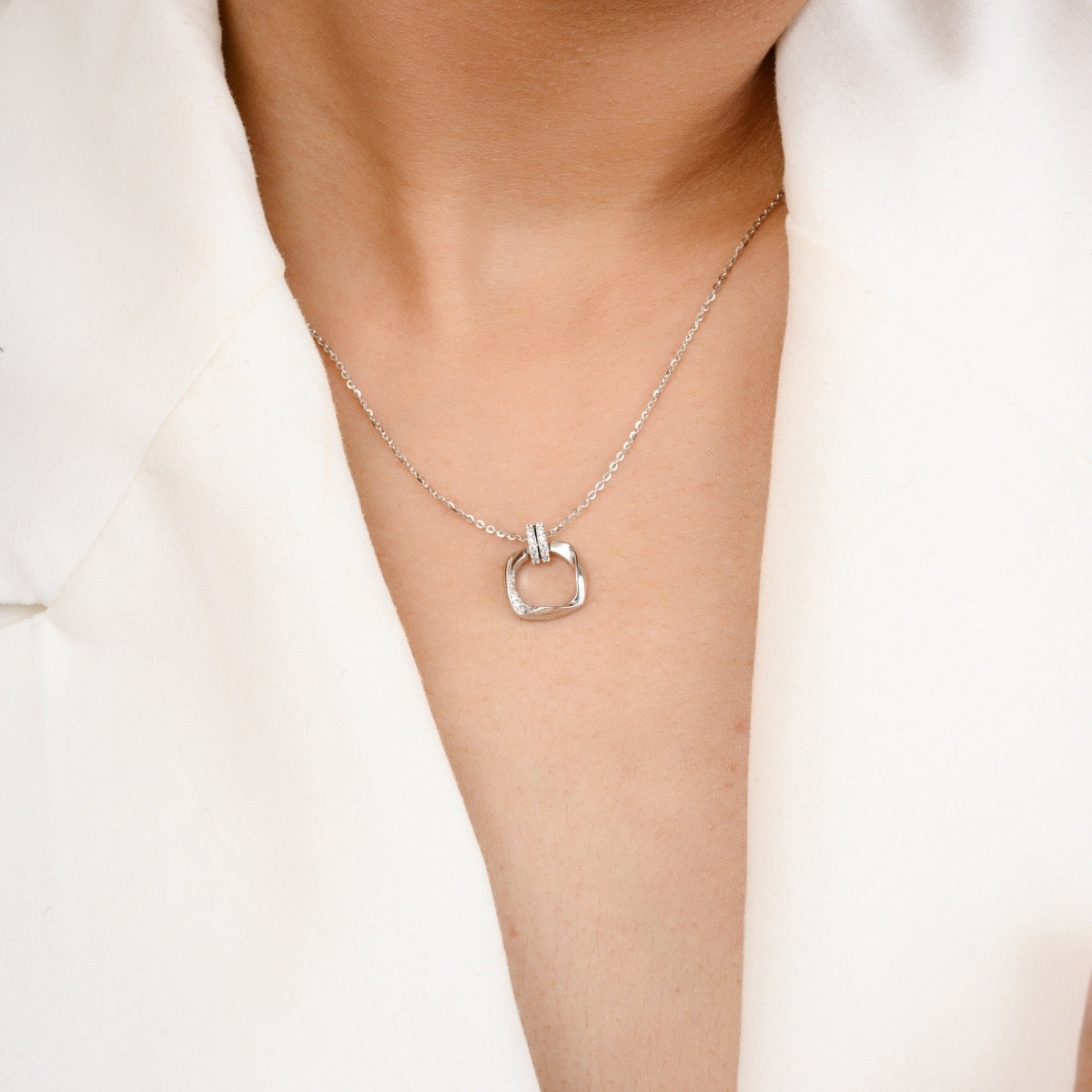 Open Square Pendant Necklace