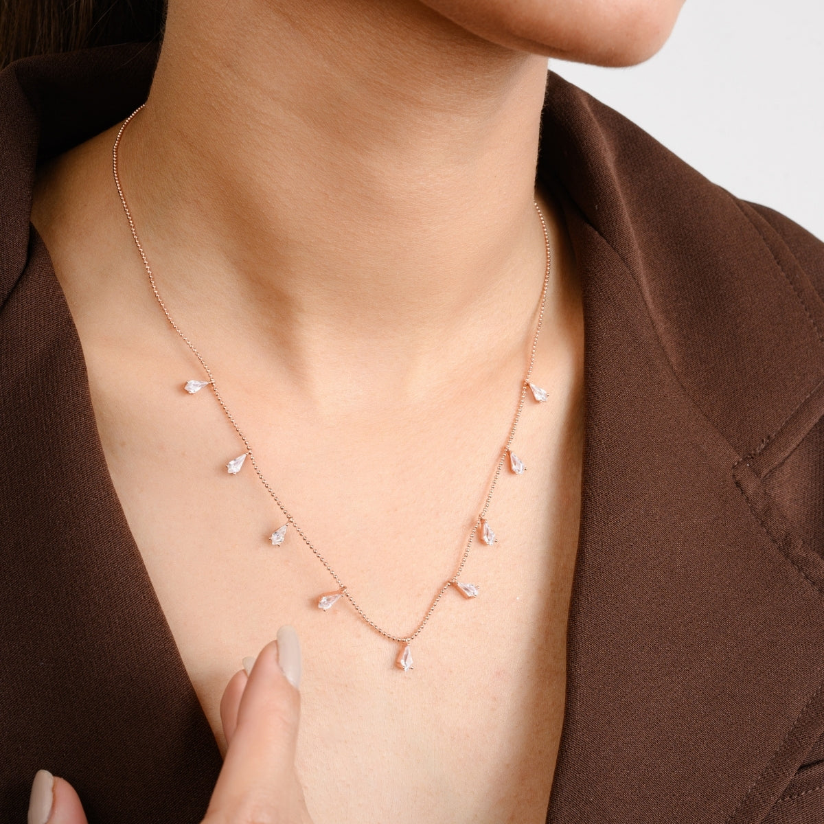 Pear Cut Diamond Necklace