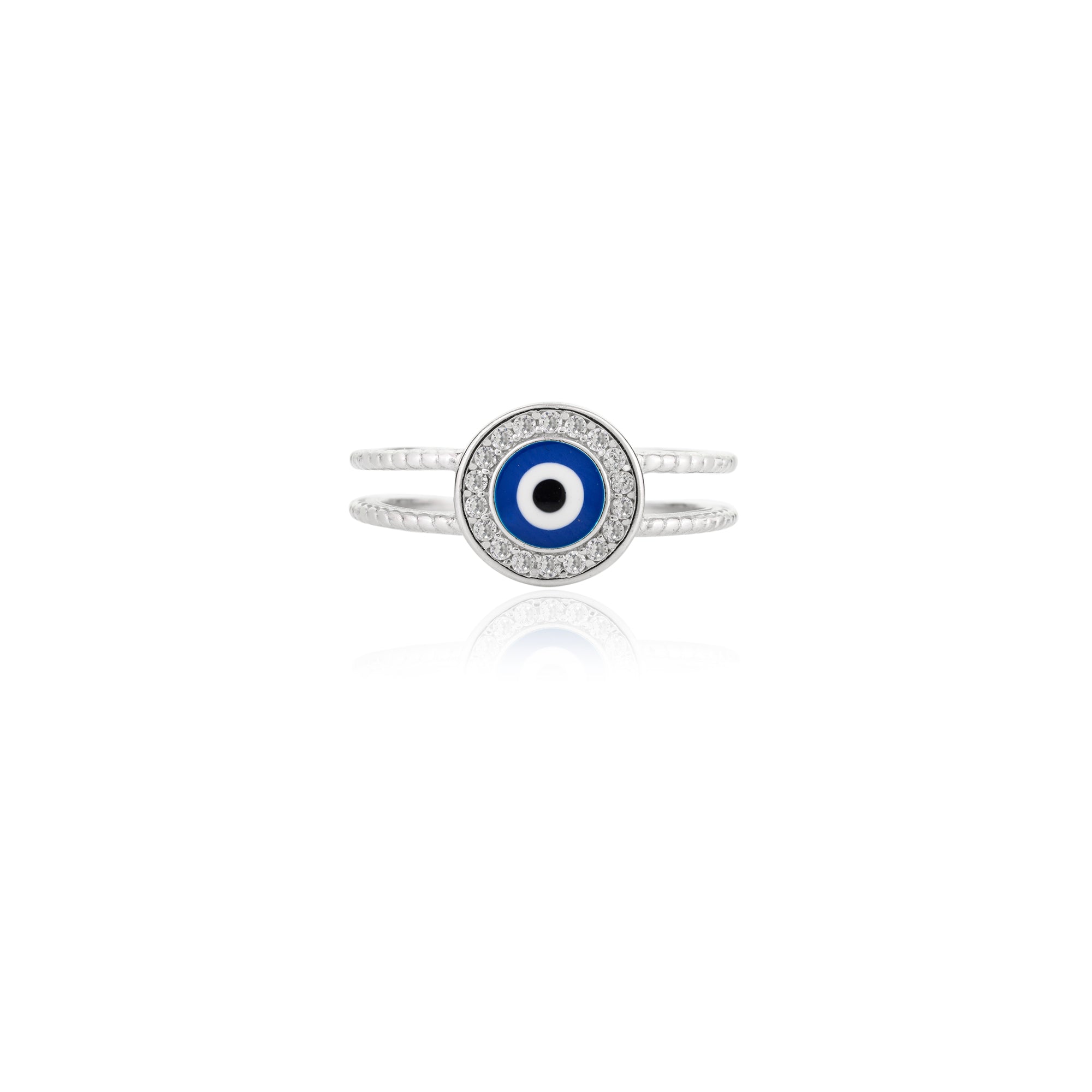 Blue Evil Eye Silver Ring