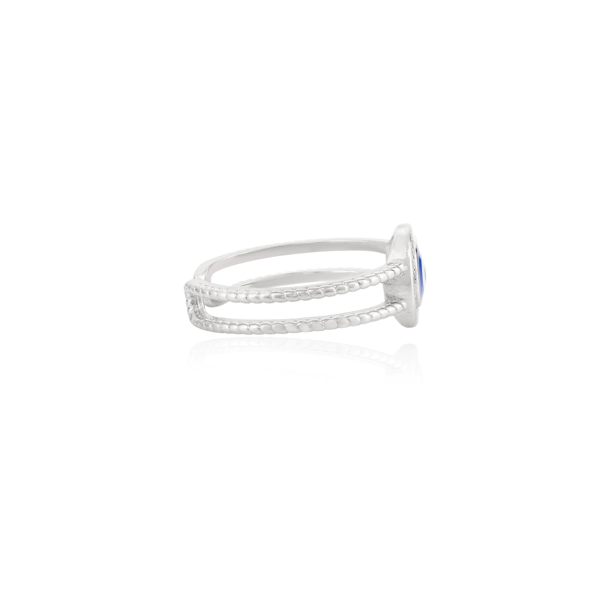 Blue Evil Eye Silver Ring