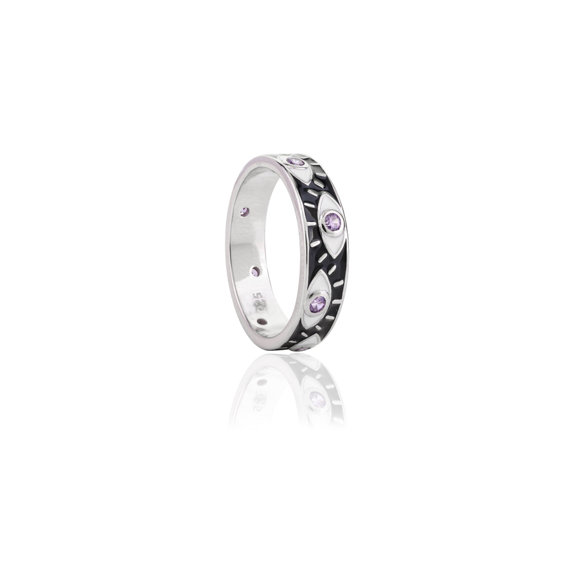 Black Enamel Amethyst Ring