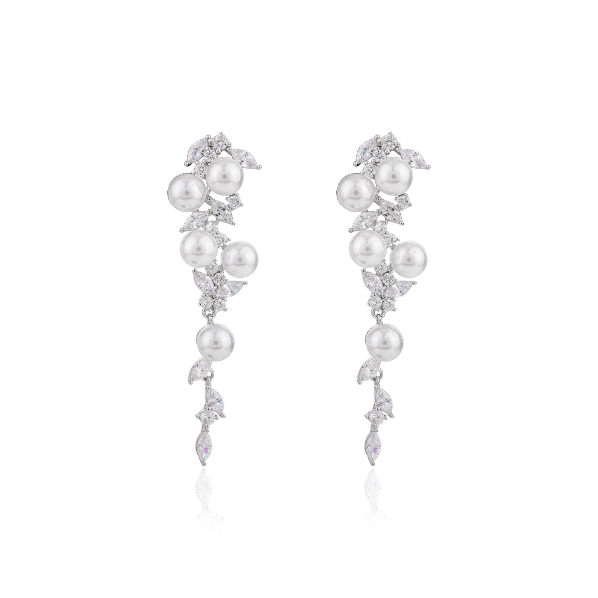 Trendy Pearl Drop Silver Earrings