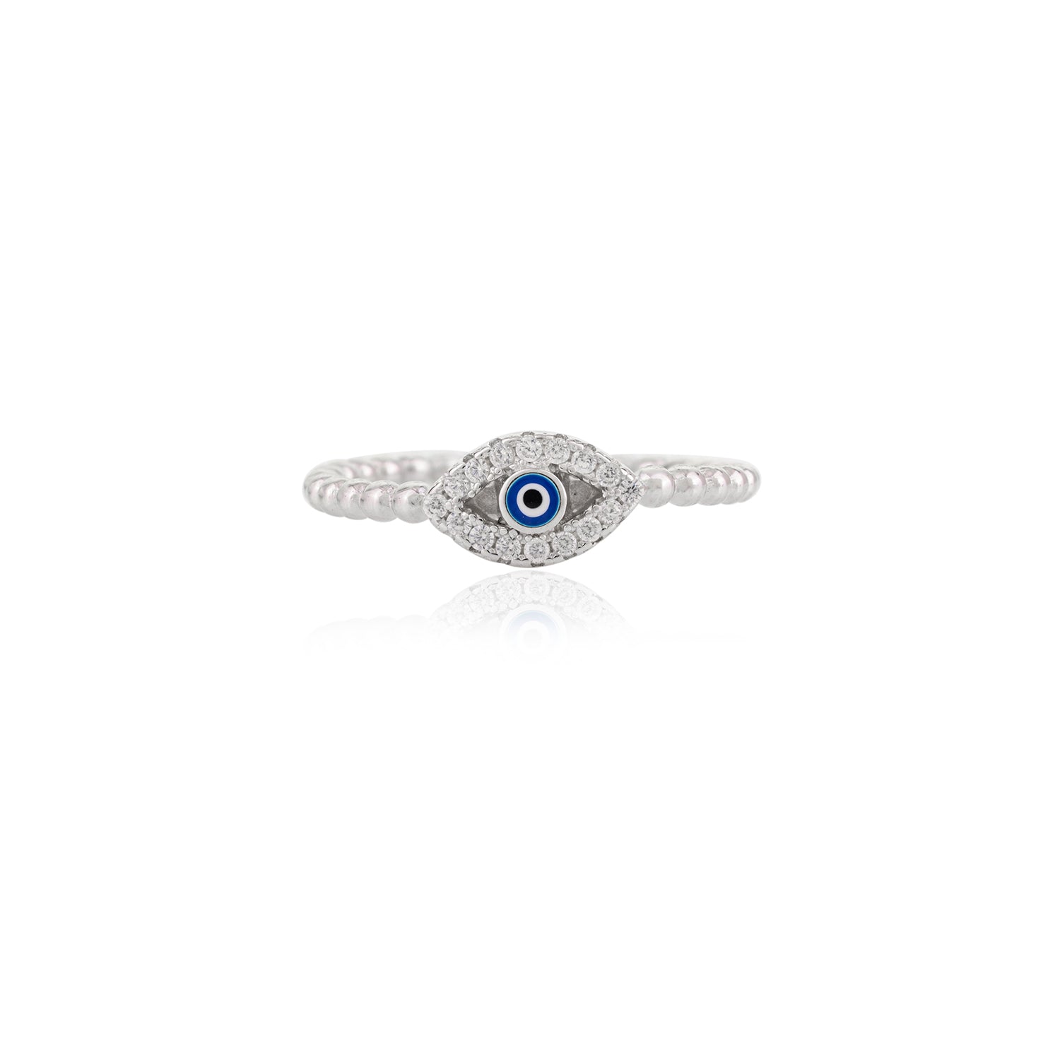 Blue Evil Eye Silver Ring