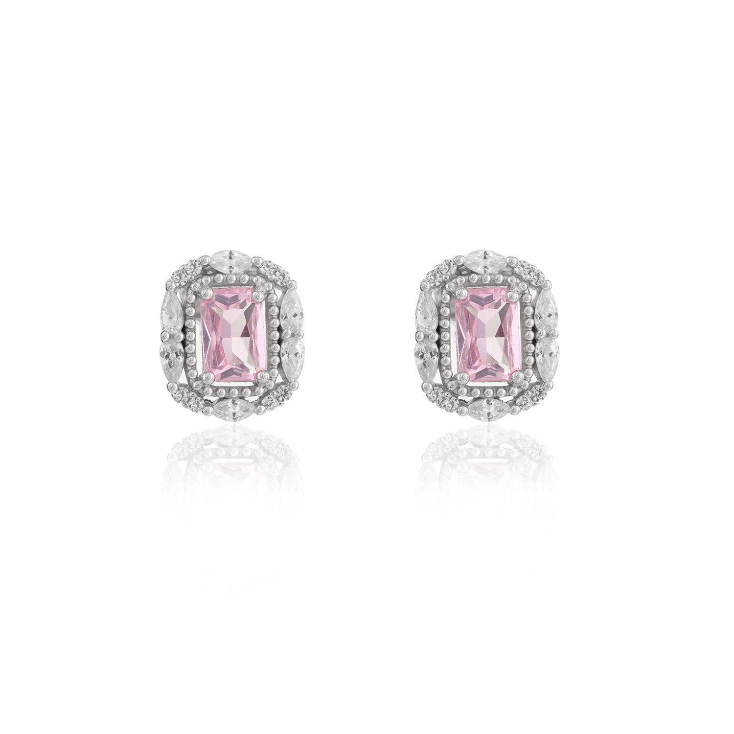 Pink Sapphire Silver Jewelry Set