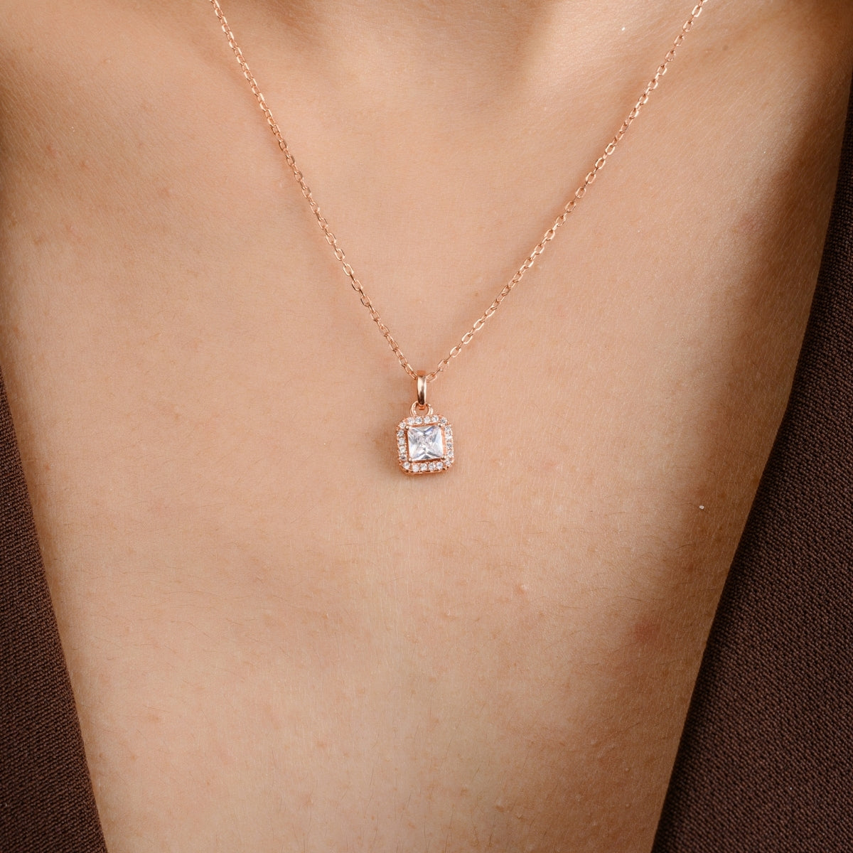 Square Diamond Pendant Necklace