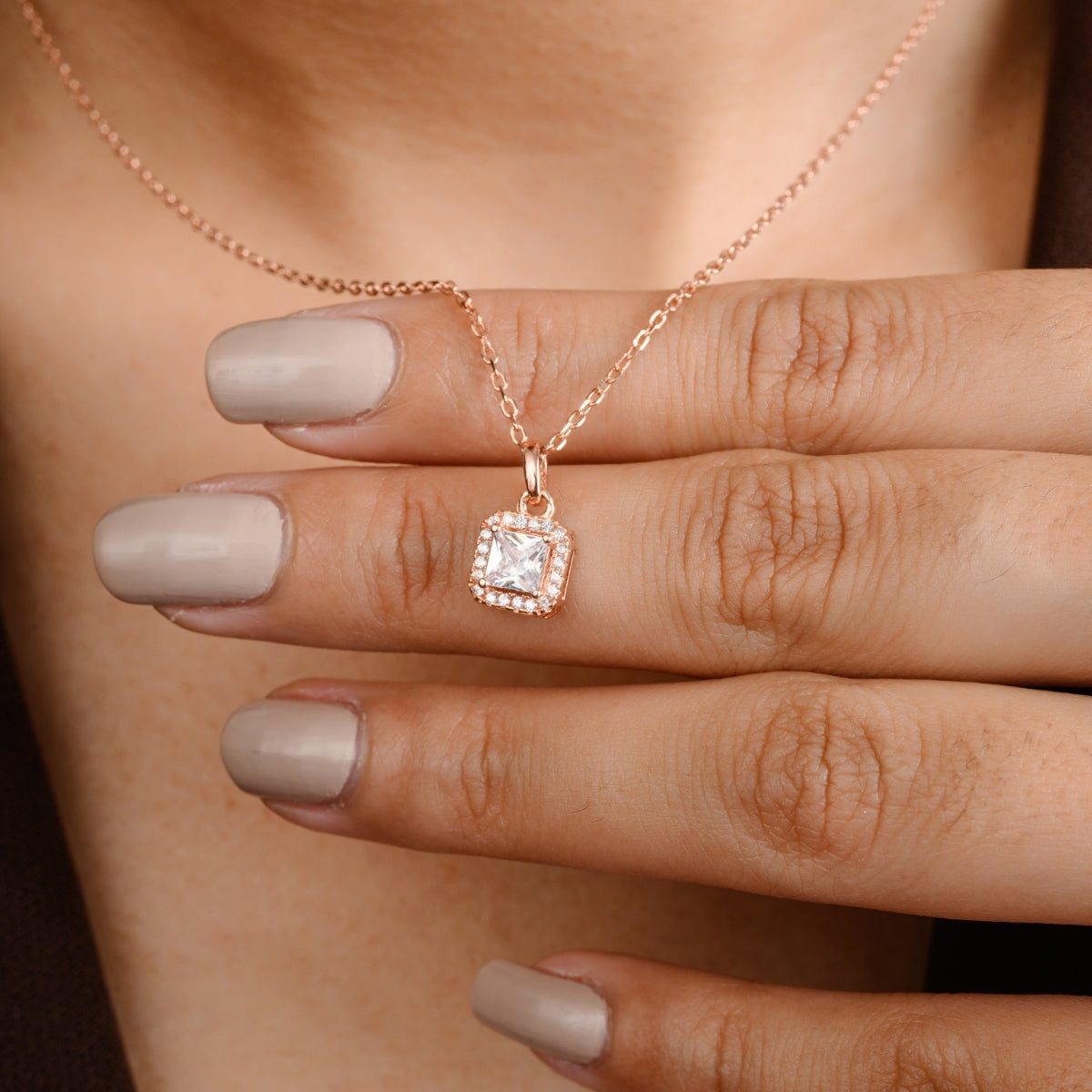 Square Diamond Pendant Necklace