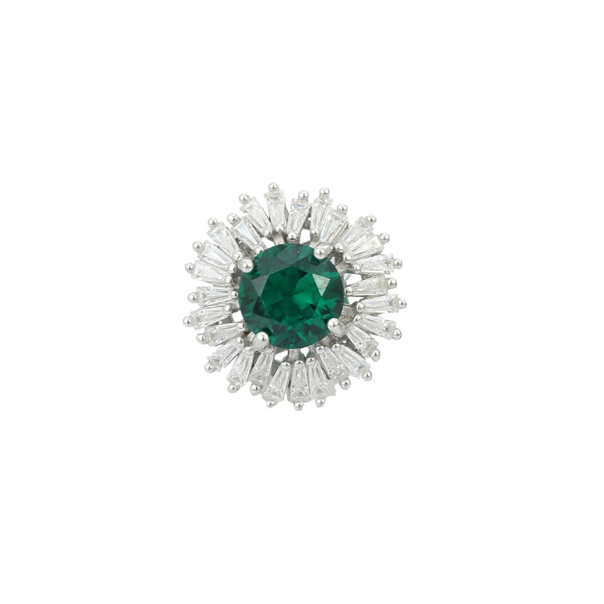 Charming Emerald Green Floral White CZ Diamond Stud Earrings