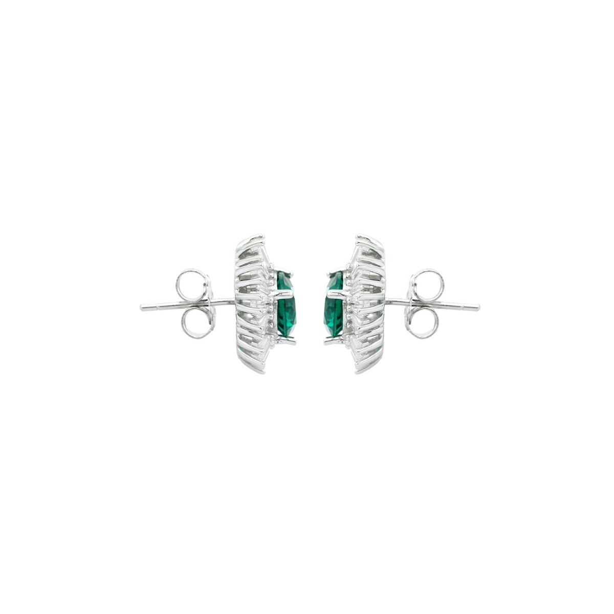 Charming Emerald Green Floral White CZ Diamond Stud Earrings