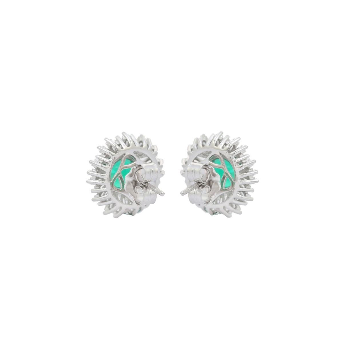 Charming Emerald Green Floral White CZ Diamond Stud Earrings