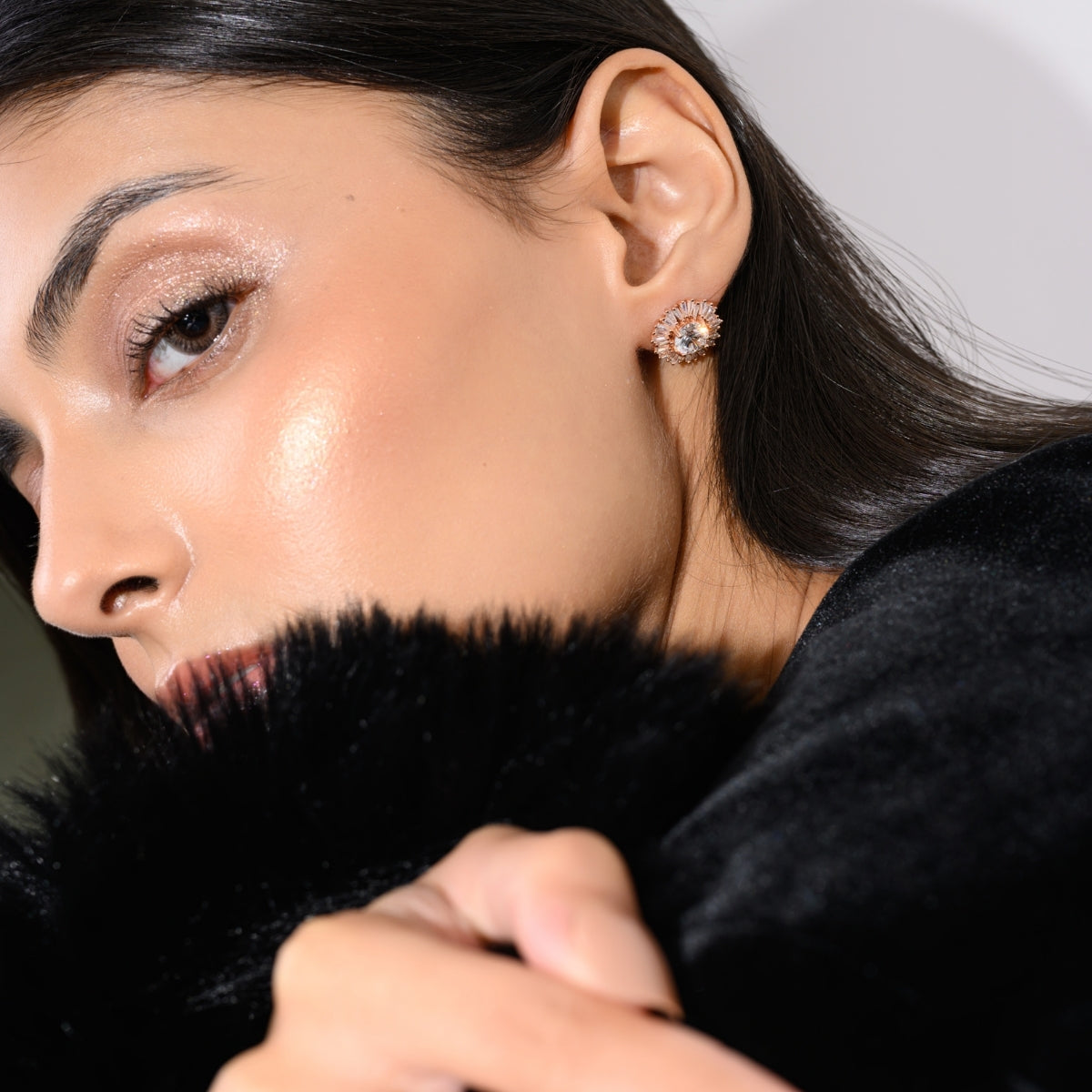 Gorgeous Floral CZ Diamond Earrings with Dazzling Crystals