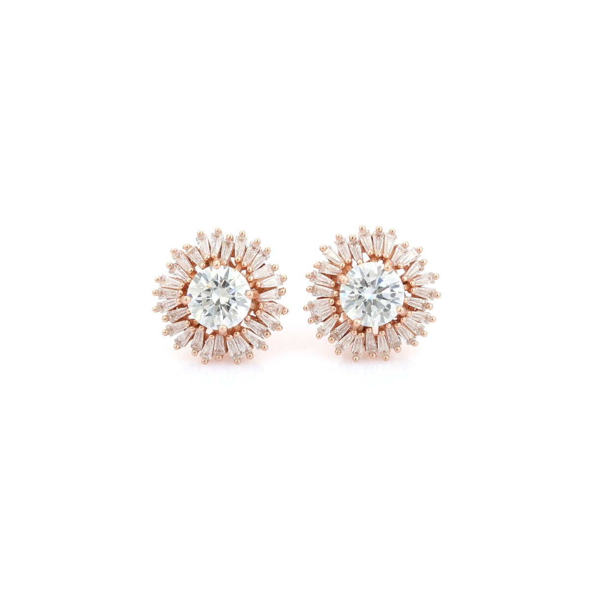 Gorgeous Floral CZ Diamond Earrings with Dazzling Crystals