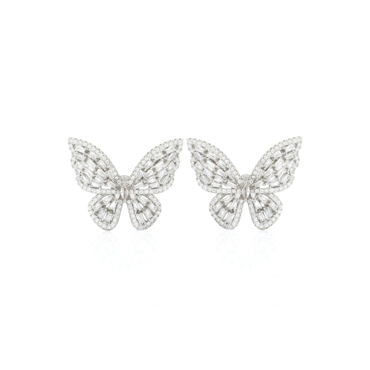 Silver Butterfly Earrings with Sparkling CZ Diamonds