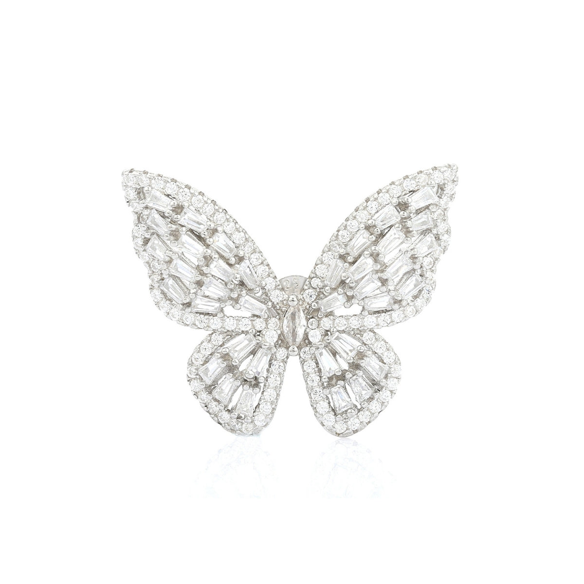 Silver Butterfly Earrings with Sparkling CZ Diamonds