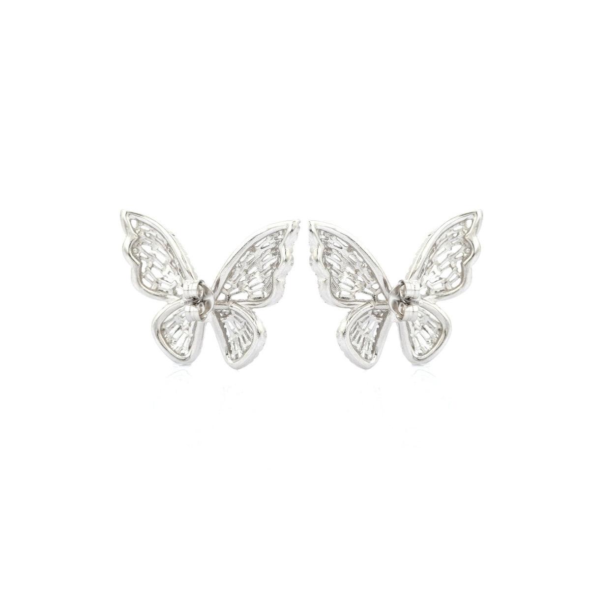 Silver Butterfly Earrings with Sparkling CZ Diamonds