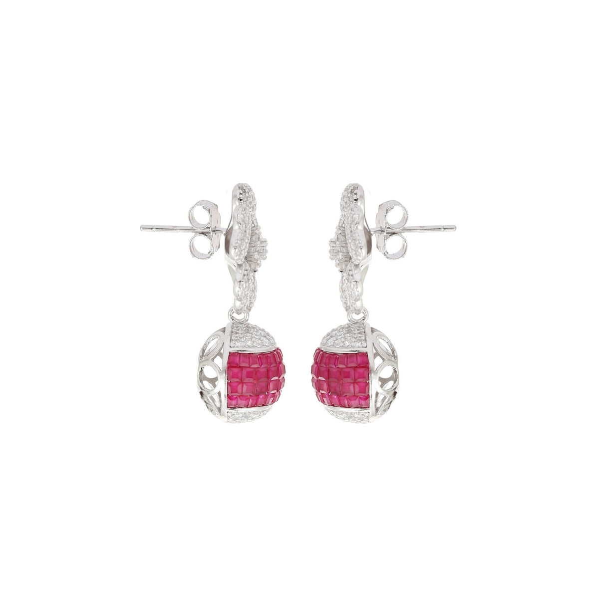 Sparkling CZ Crystal Floral Droplet Earrings in 925 Silver