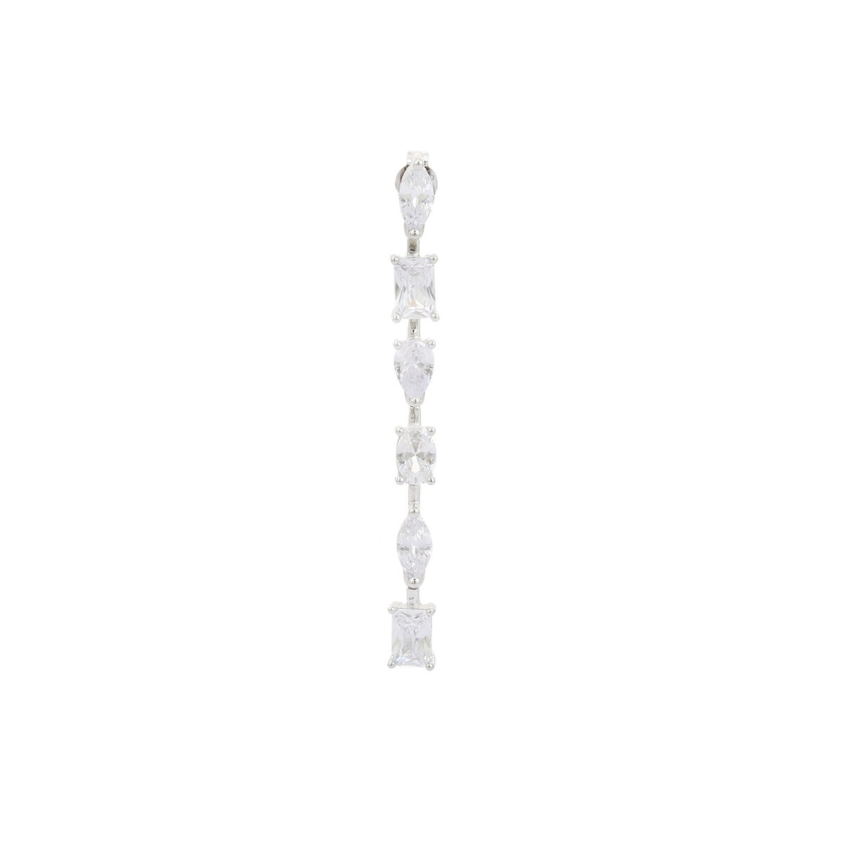 Linear Water Drops Cz Diamond Earrings in 925 Silver