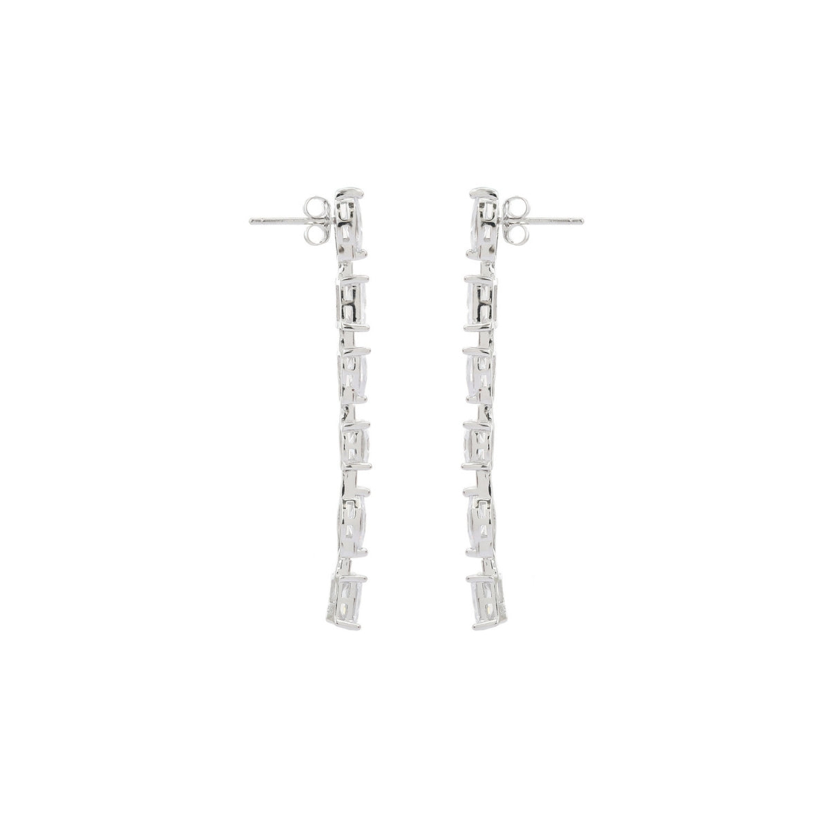 Linear Water Drops Cz Diamond Earrings in 925 Silver