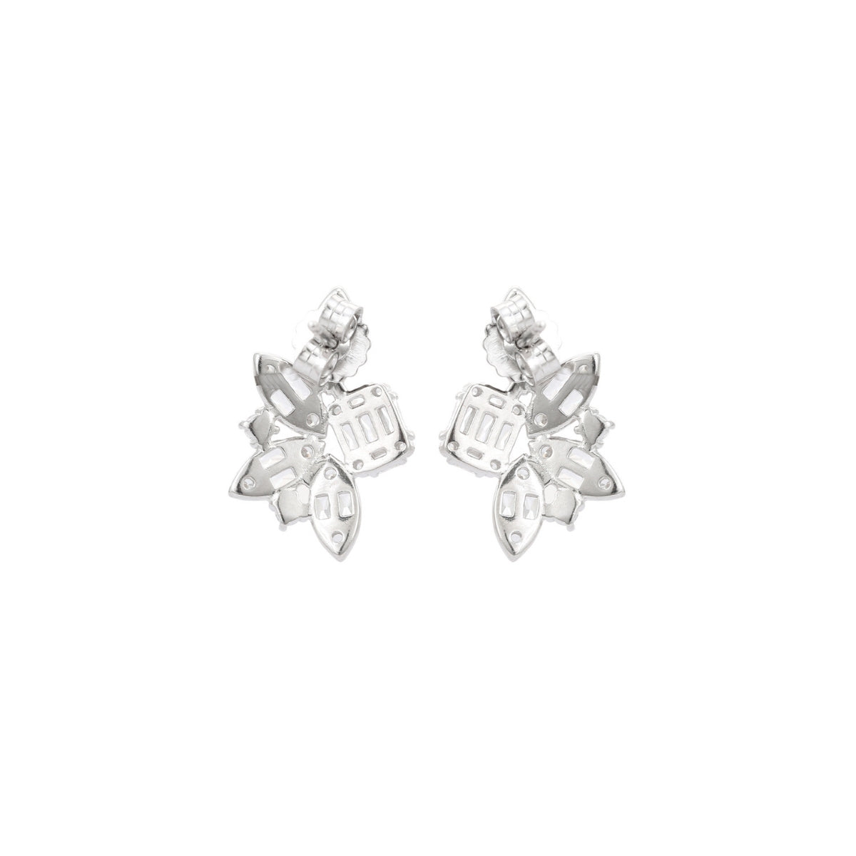 Rose Gold & Silver CZ Diamond Cluster Earrings