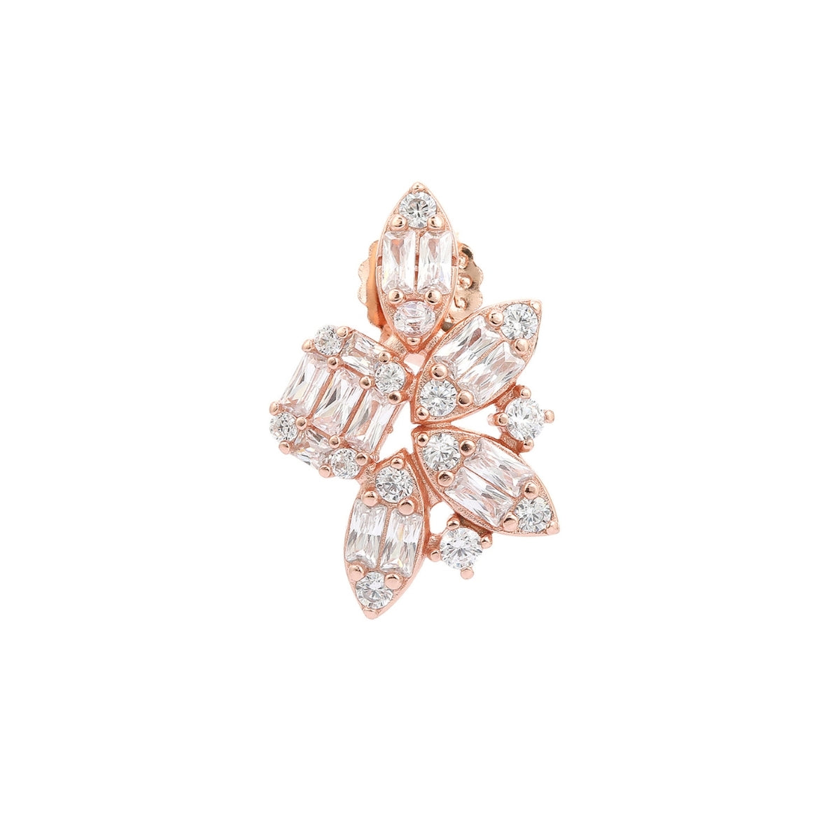 Rose Gold & Silver CZ Diamond Cluster Earrings